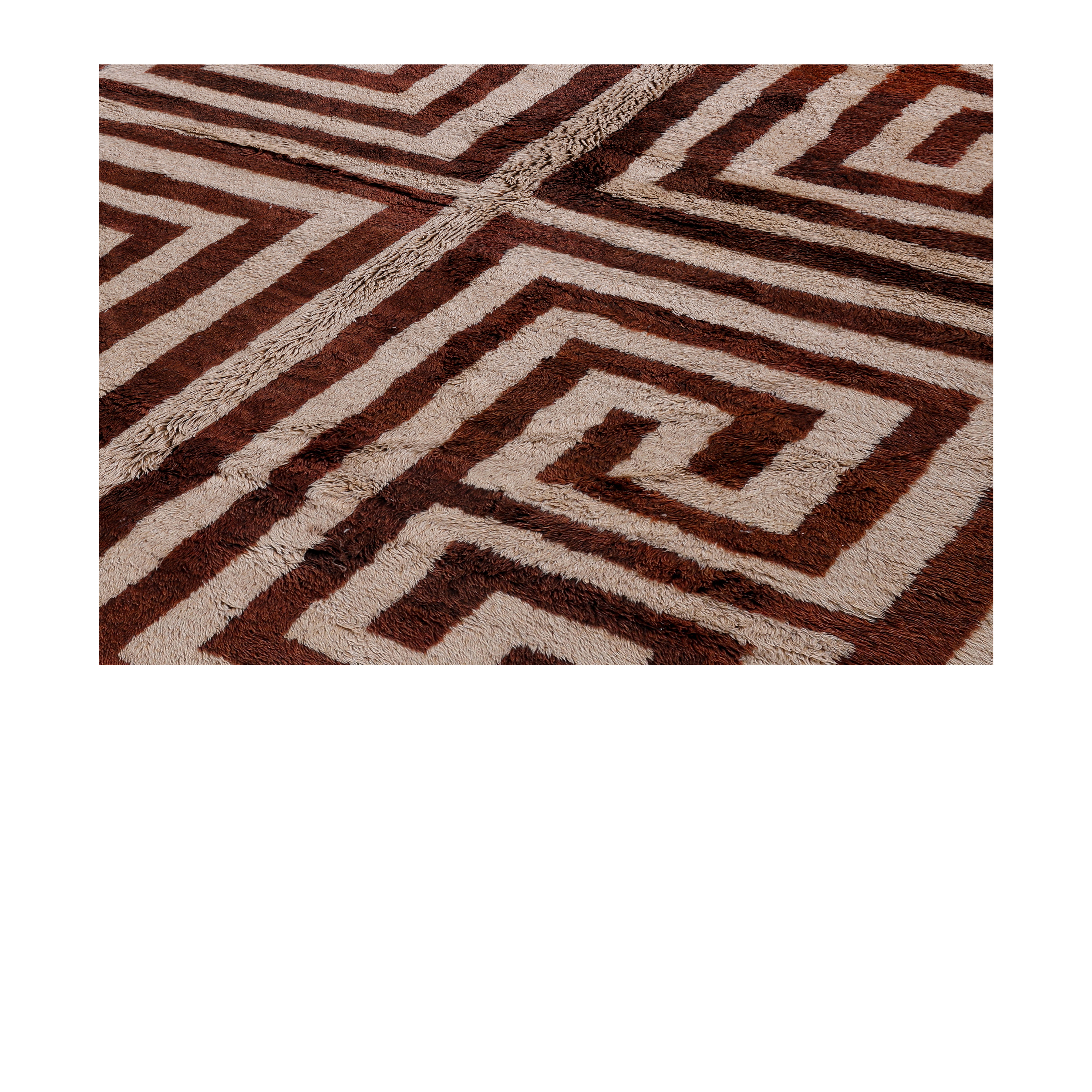 ivory geometric Moroccan rug, wool brown ivory carpet, graphic handwoven Moroccan rug