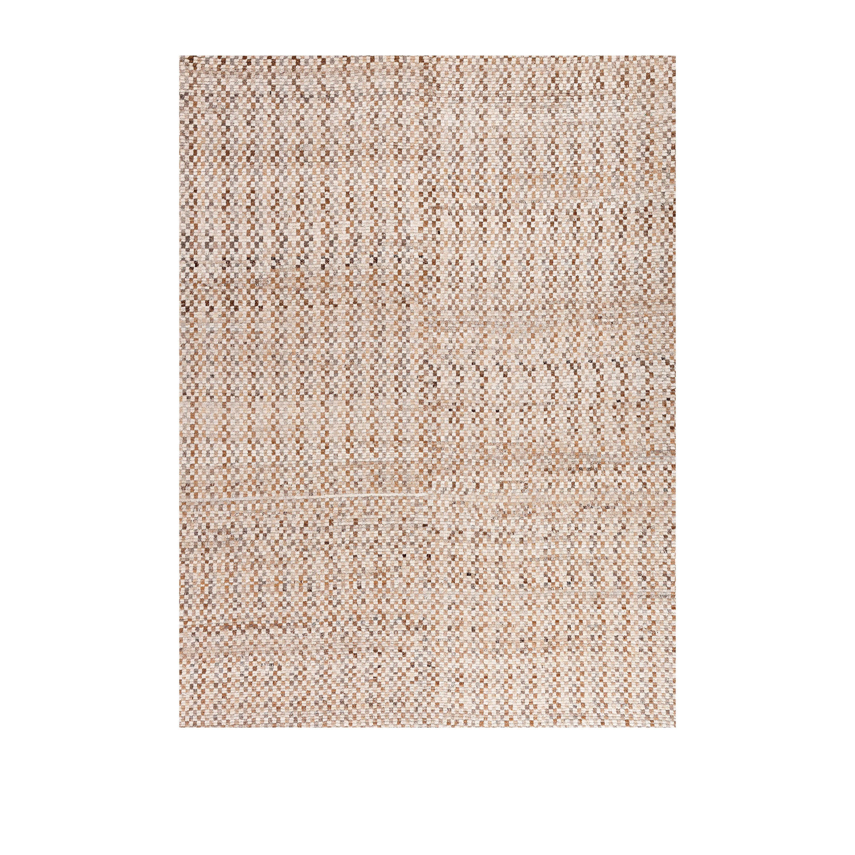 neutral checkered modern rug, beige cream wool rug, handmade checkered pattern carpet