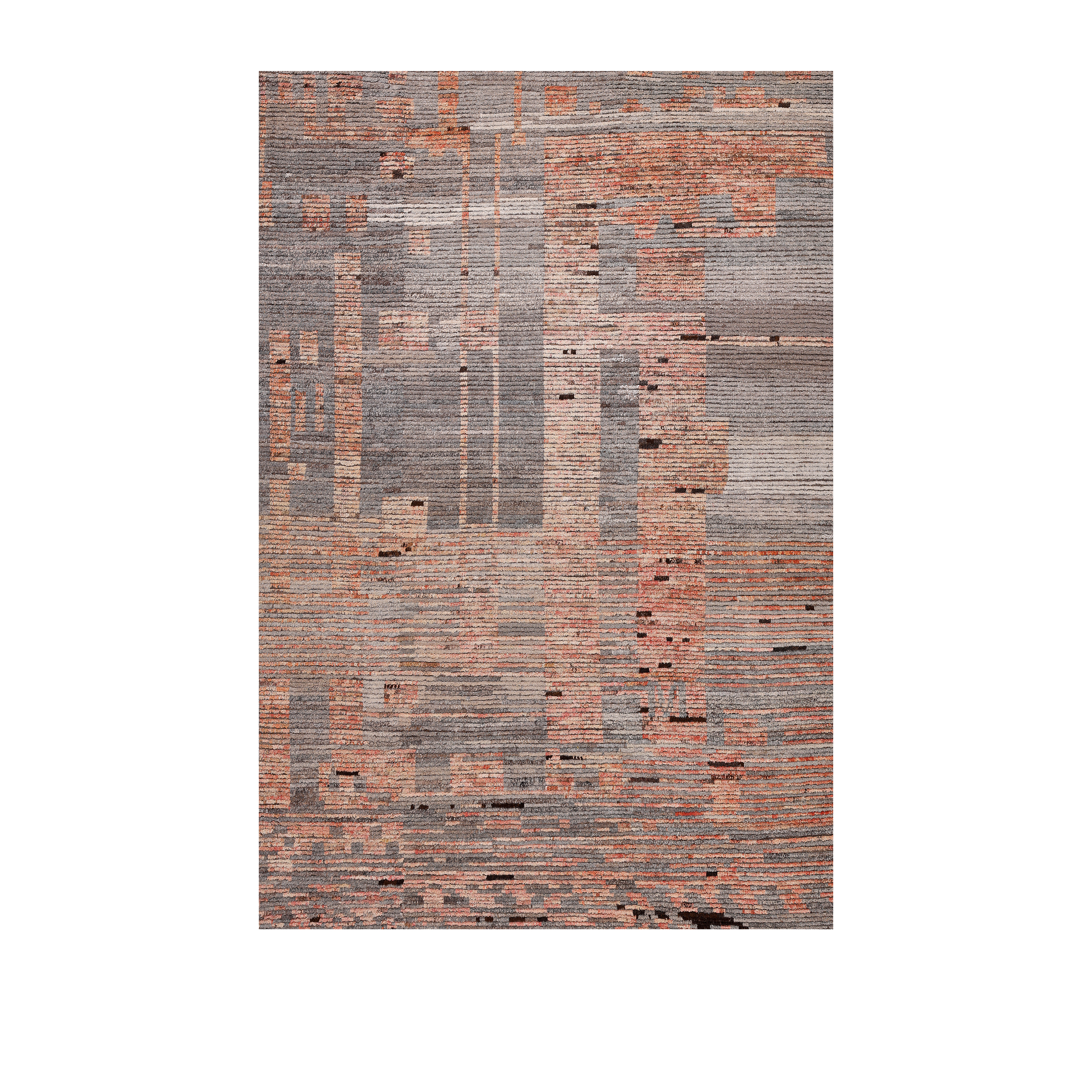 grey and terracotta modern rug, abstract wool carpet, handmade contemporary grey terracotta rug