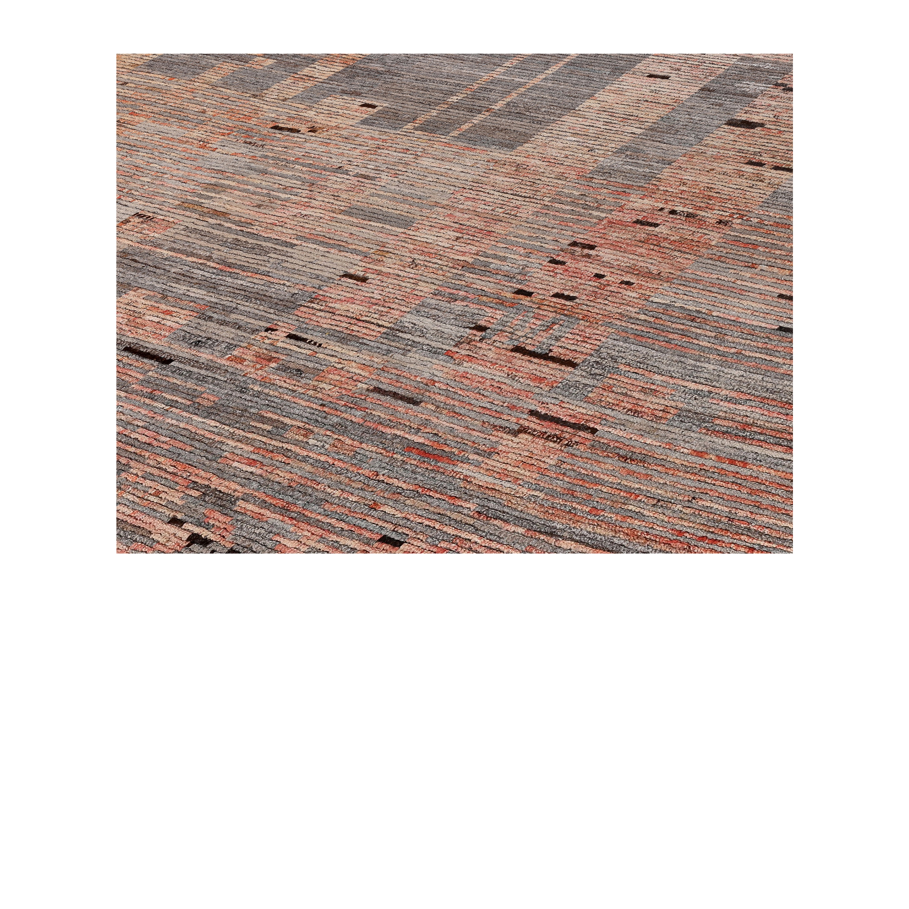 grey and terracotta modern rug, abstract wool carpet, handmade contemporary grey terracotta rug