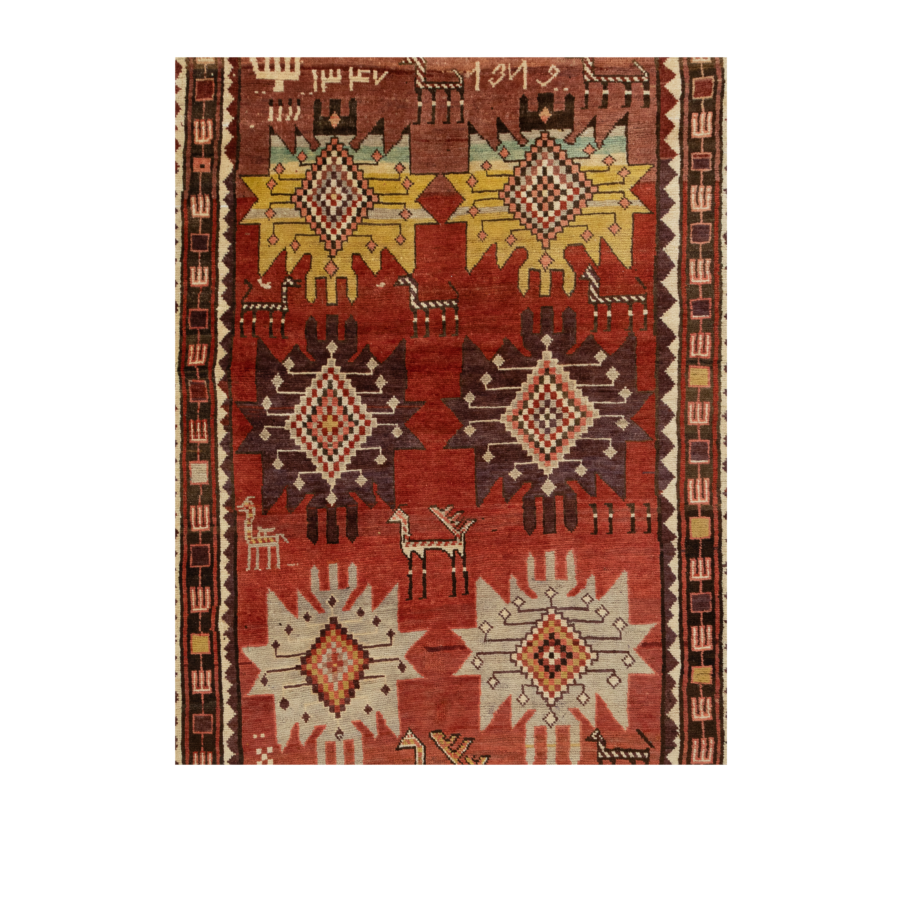 antique tribal rust rug, geometric handmade wool carpet, traditional rust red tribal rug