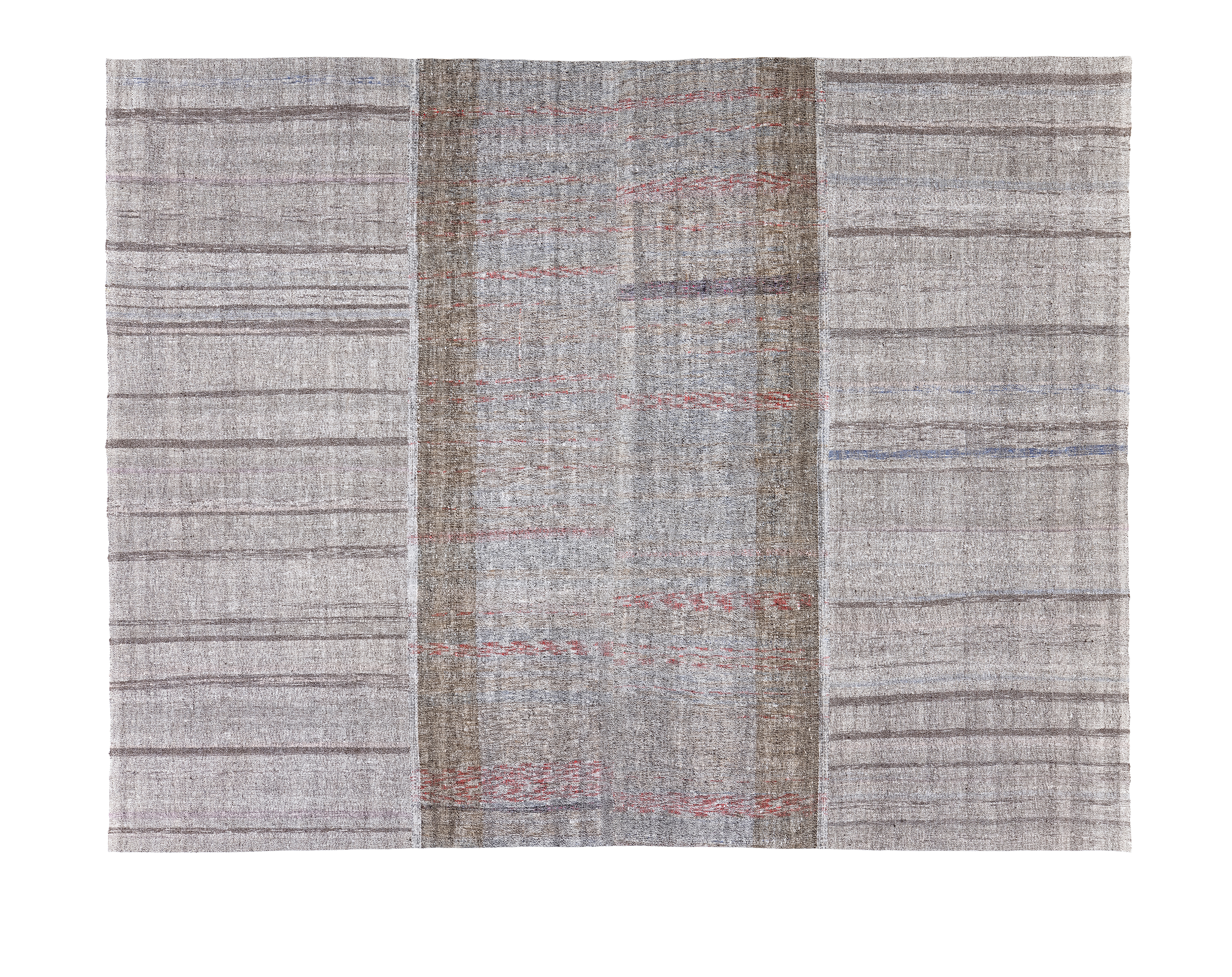 Vintage Flatweave Neutral handmade wool, faded striped wool flatweave, custom artisanal flatweave by Nasiri