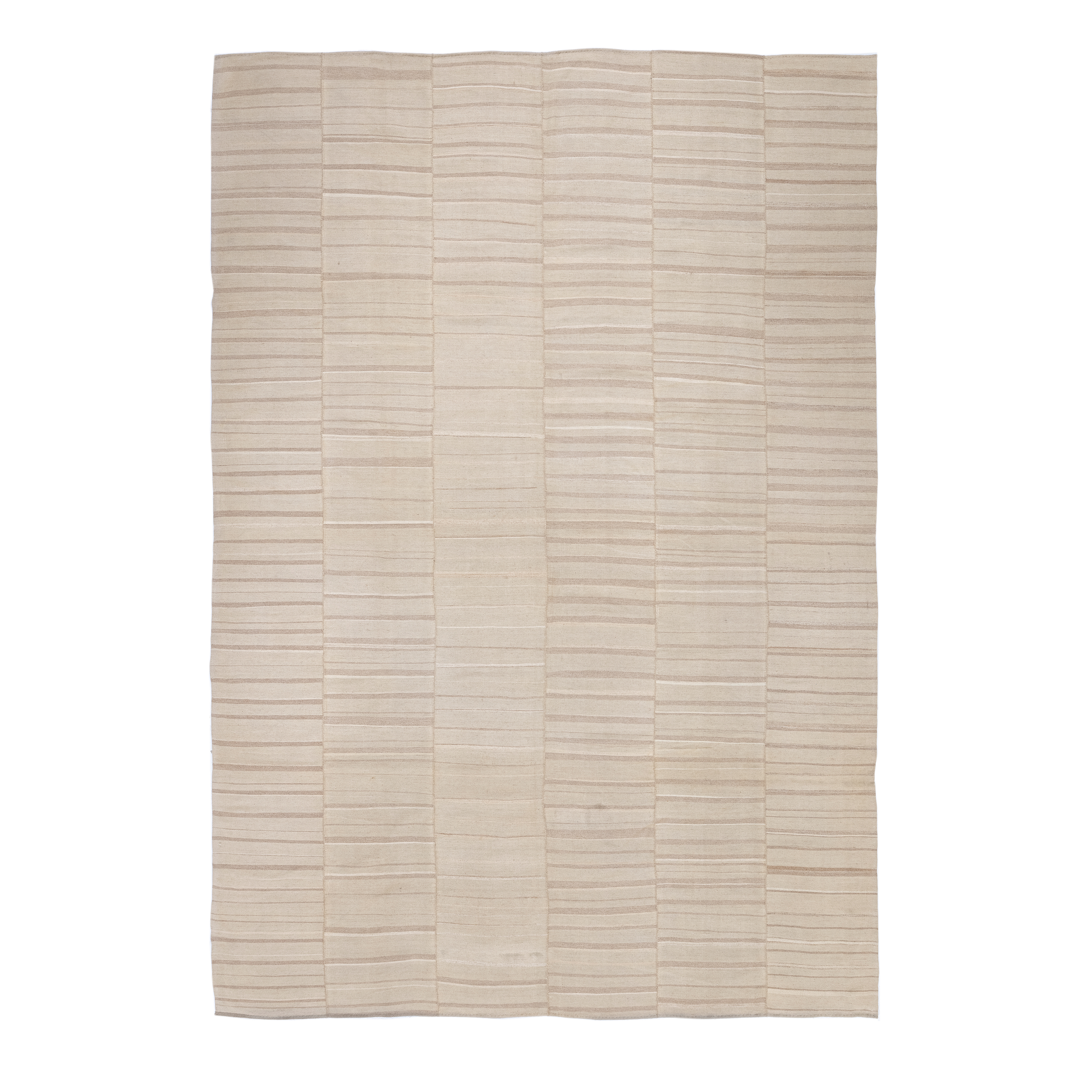 Shiraz Flatweave Ivory handmade wool, custom ivory striped flatweave, Nasiri artisanal ivory flatweave