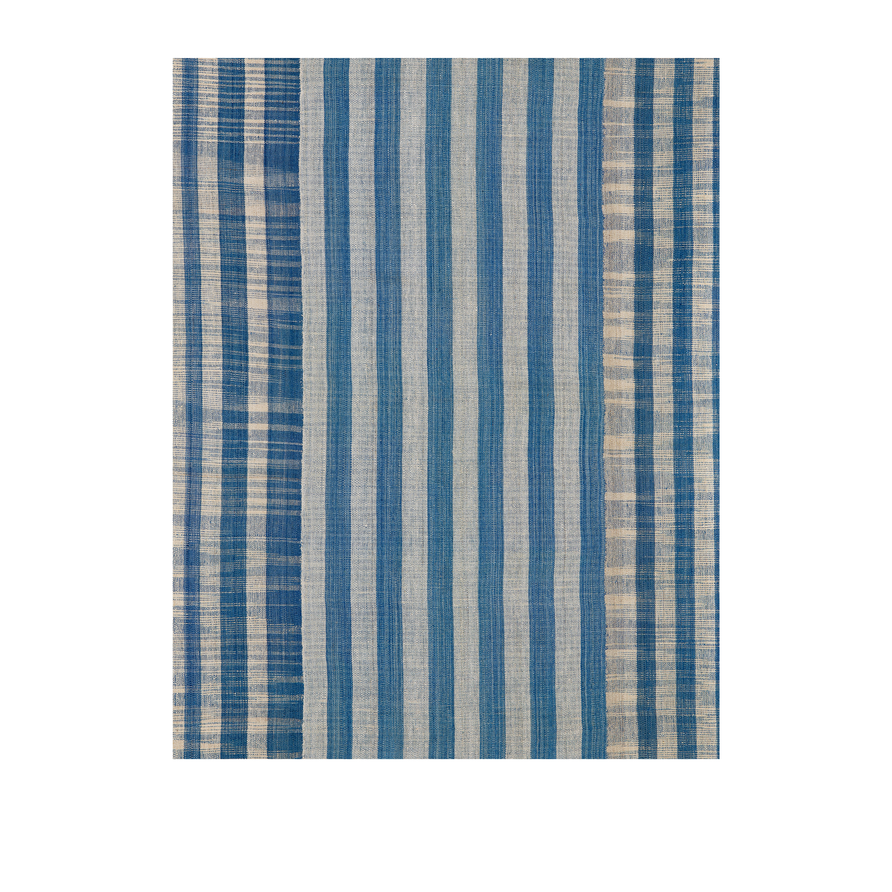 Pelas Flatweave Blue handmade wool, custom striped blue flatweave, Nasiri artisanal blue flatweave design