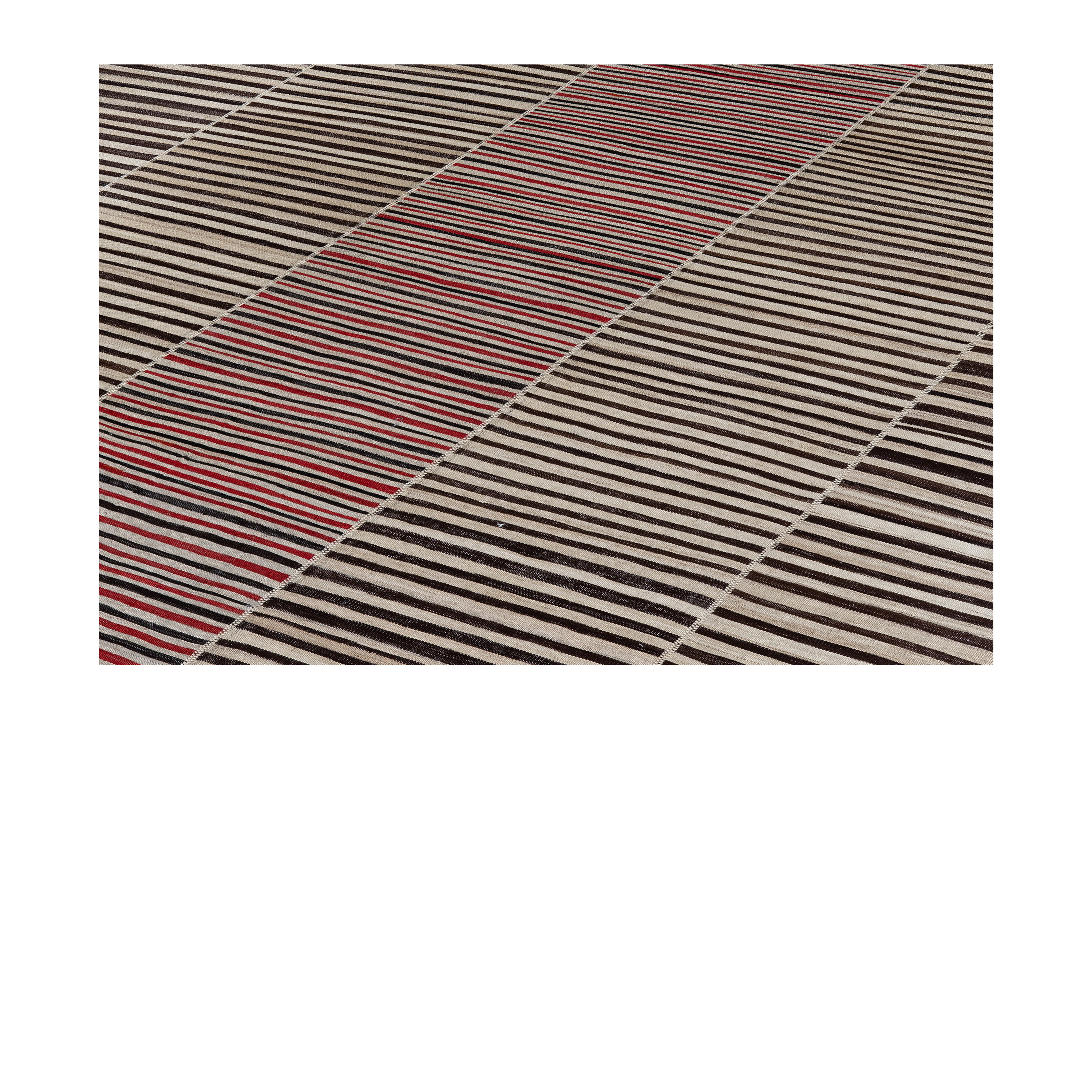 Vintage Mazandaran Flatweave Black and Red handmade wool, custom striped black red flatweave, Nasiri artisanal Mazandaran flatweave