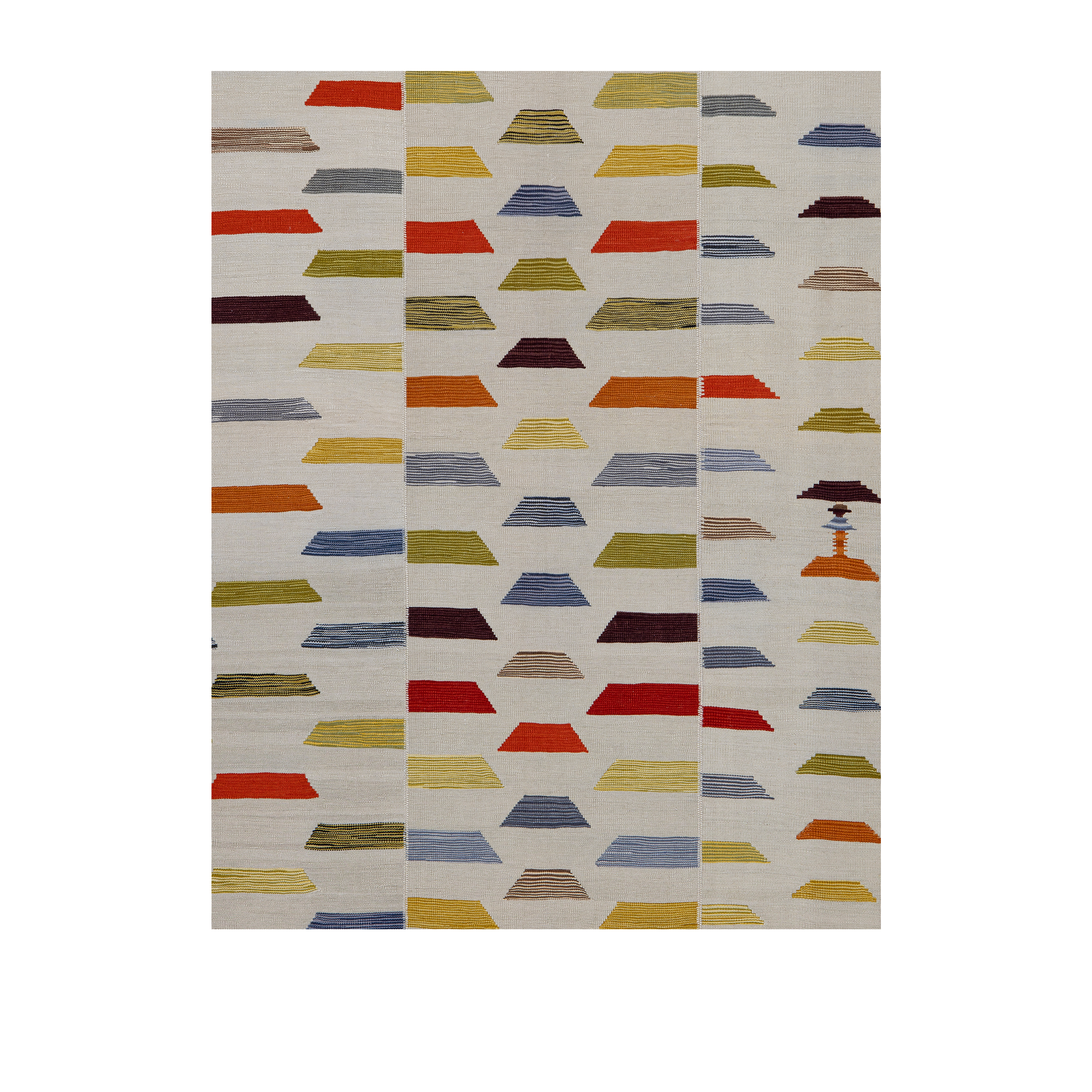 Mazandaran Flatweave Multicolor Motif handmade wool, custom geometric flatweave multicolor, Nasiri artisanal Mazandaran design