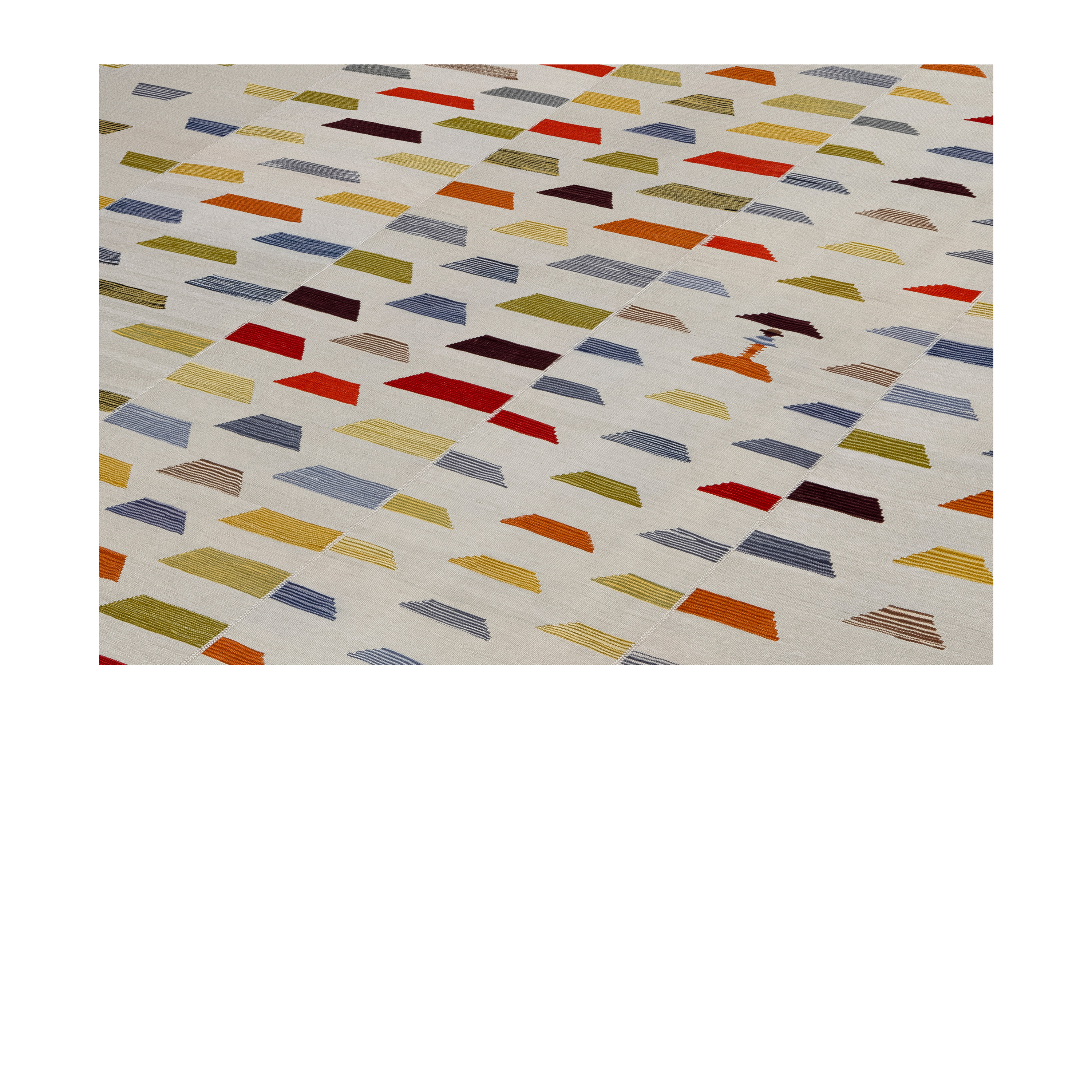 Mazandaran Flatweave Multicolor Motif handmade wool, custom geometric flatweave multicolor, Nasiri artisanal Mazandaran design