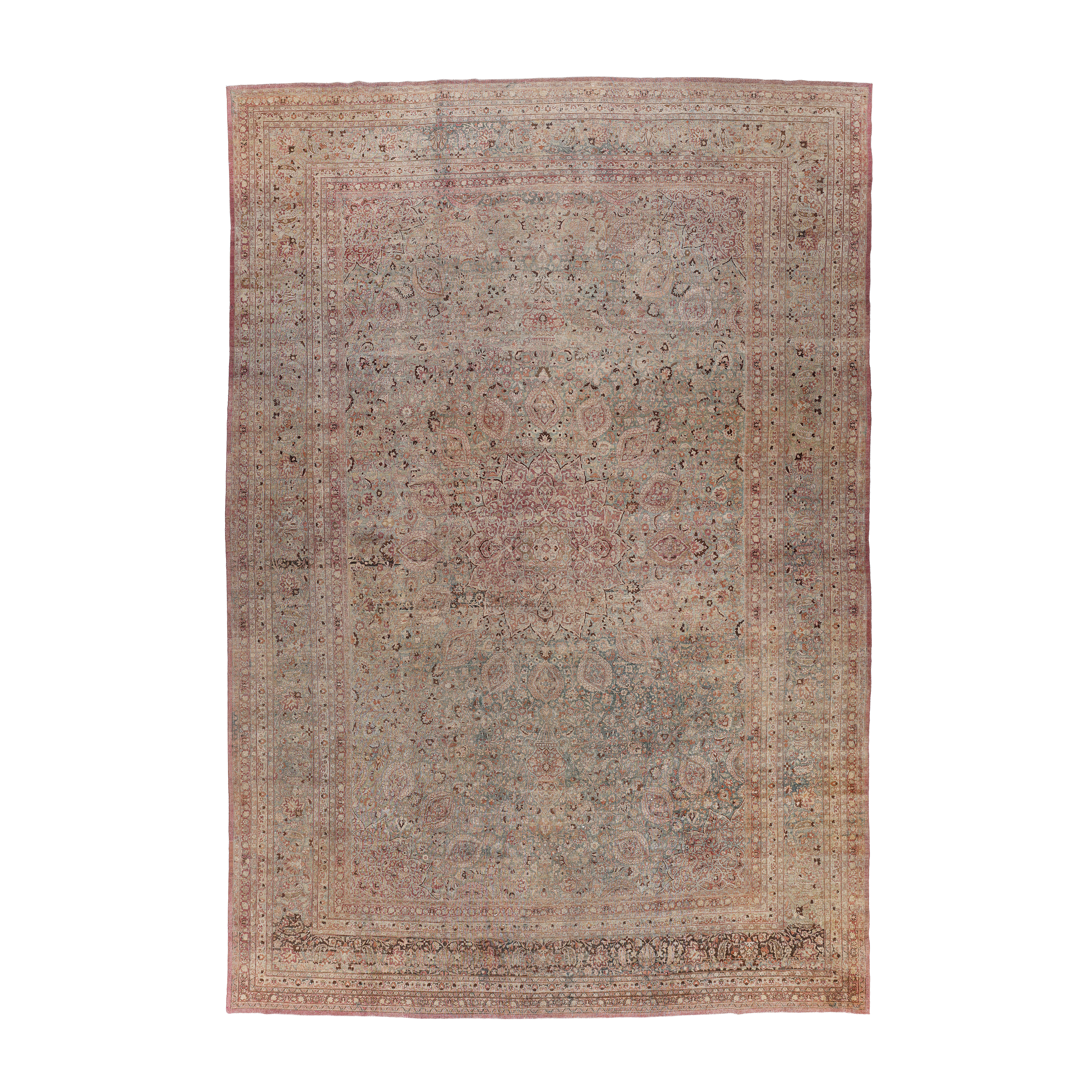 Antique Mashhad Persian rug, handwoven Persian Mashhad carpet, custom antique-inspired rug by Nasiri, luxury Mashhad wool rug