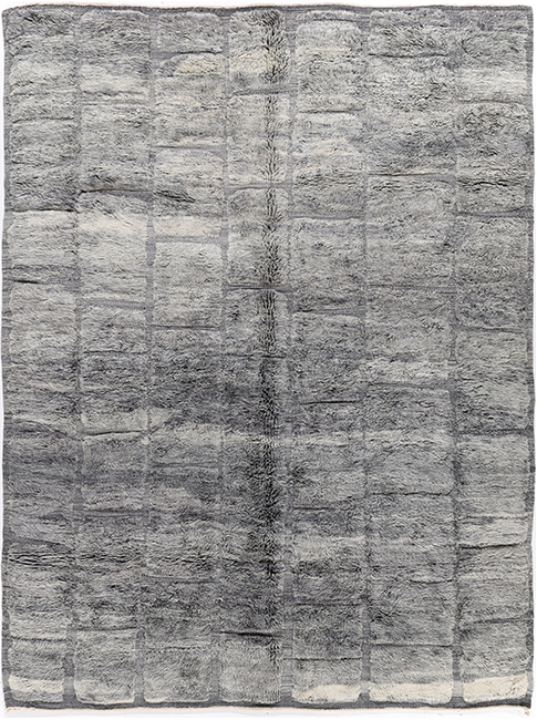 Modern Moroccan grey rug with tonal grid pattern, plush handmade Moroccan wool carpet, custom Moroccan rug by Nasiri for luxury interiors