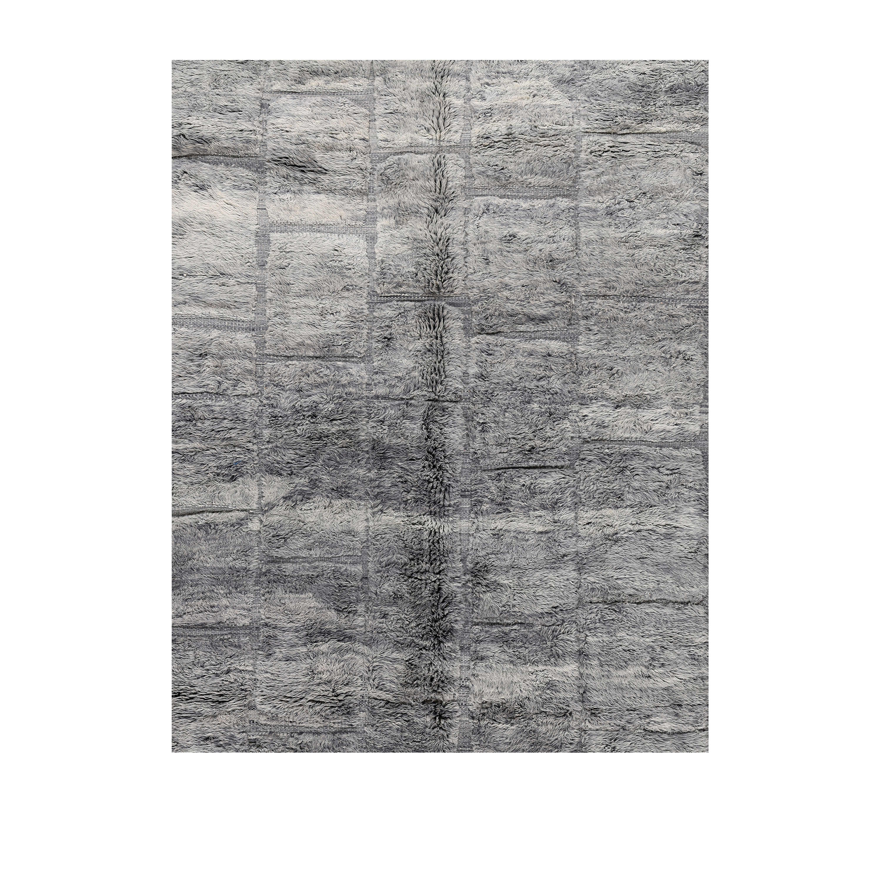 Modern Moroccan grey rug with tonal grid pattern, plush handmade Moroccan wool carpet, custom Moroccan rug by Nasiri for luxury interiors