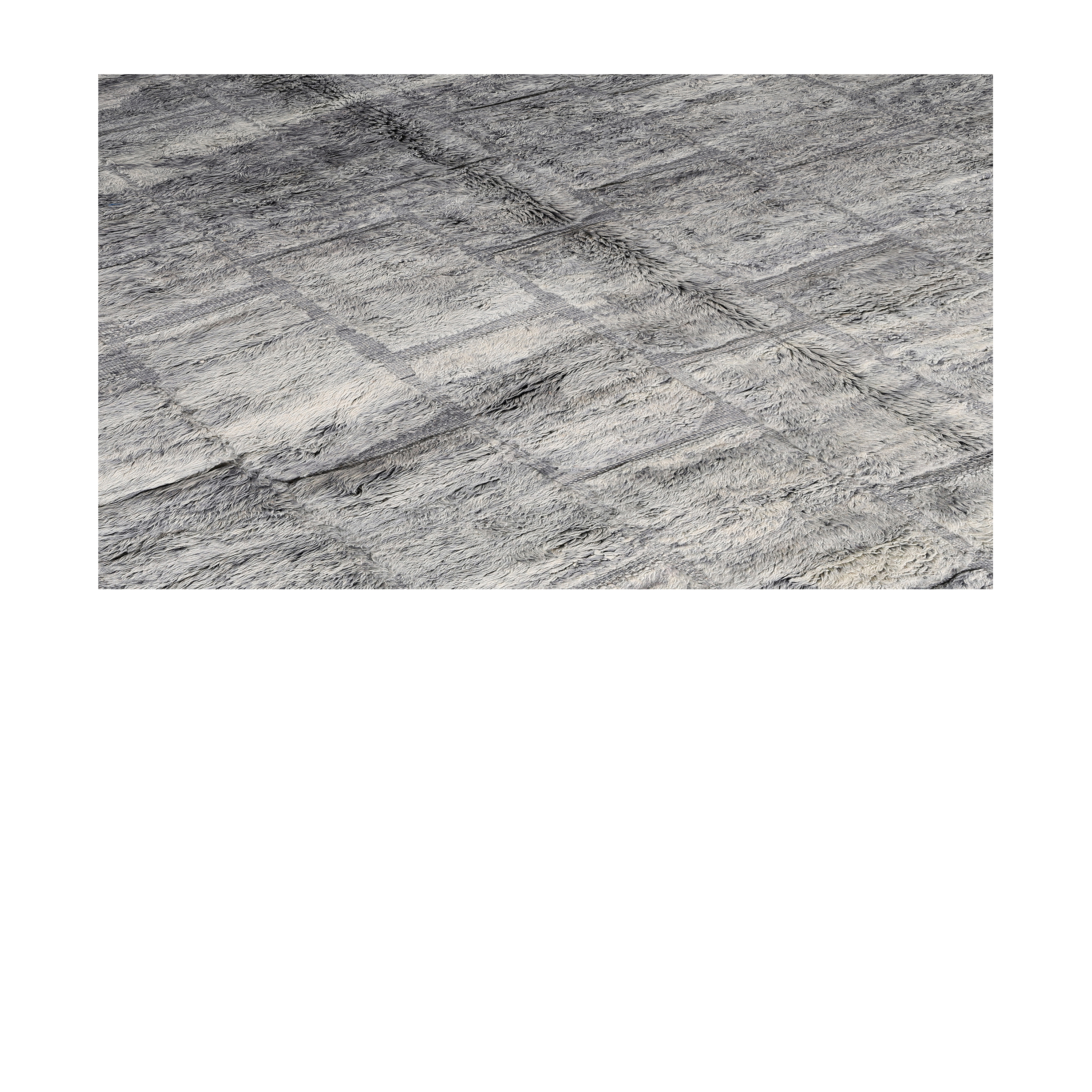 Modern Moroccan grey rug with tonal grid pattern, plush handmade Moroccan wool carpet, custom Moroccan rug by Nasiri for luxury interiors