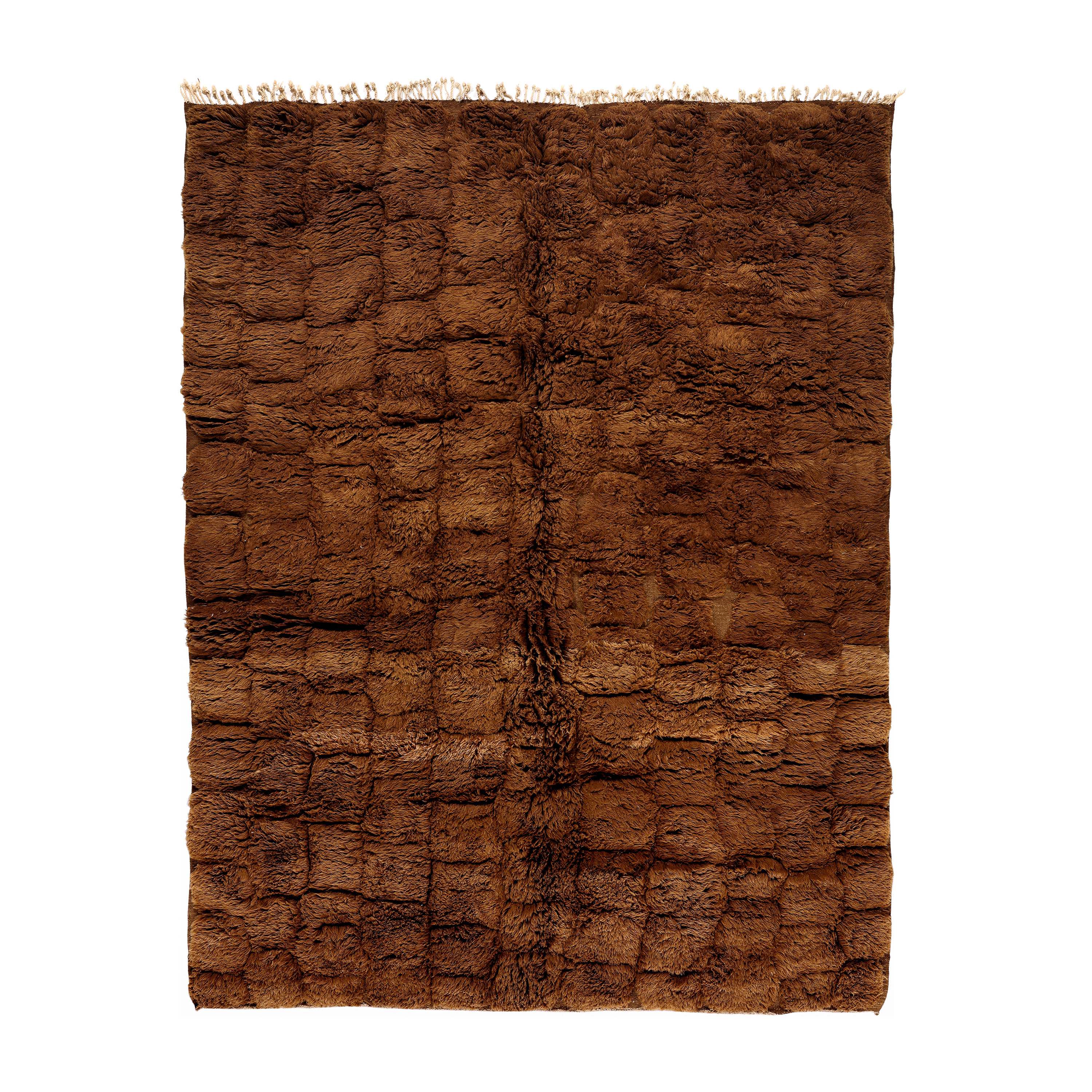Classic Moroccan brown rug with tonal grid pattern, handmade Moroccan wool carpet, luxury brown Moroccan rug by Nasiri