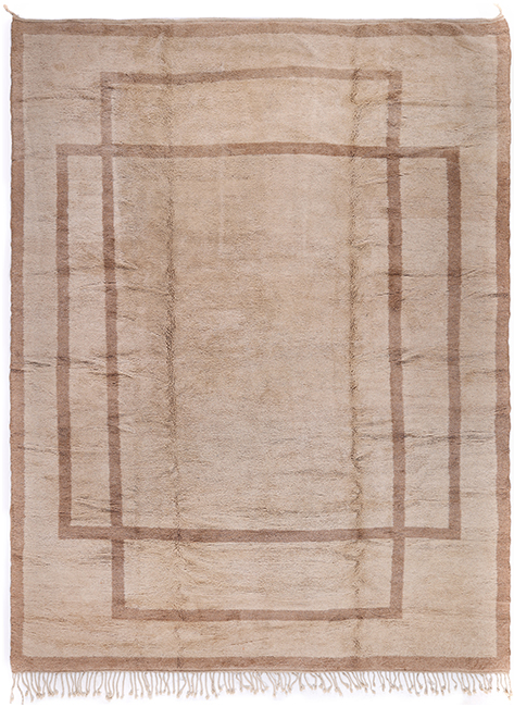 Sand Moroccan rug with geometric rectangular design, handmade Moroccan wool rug in sand tones, luxury Moroccan minimalist rug by Nasiri
