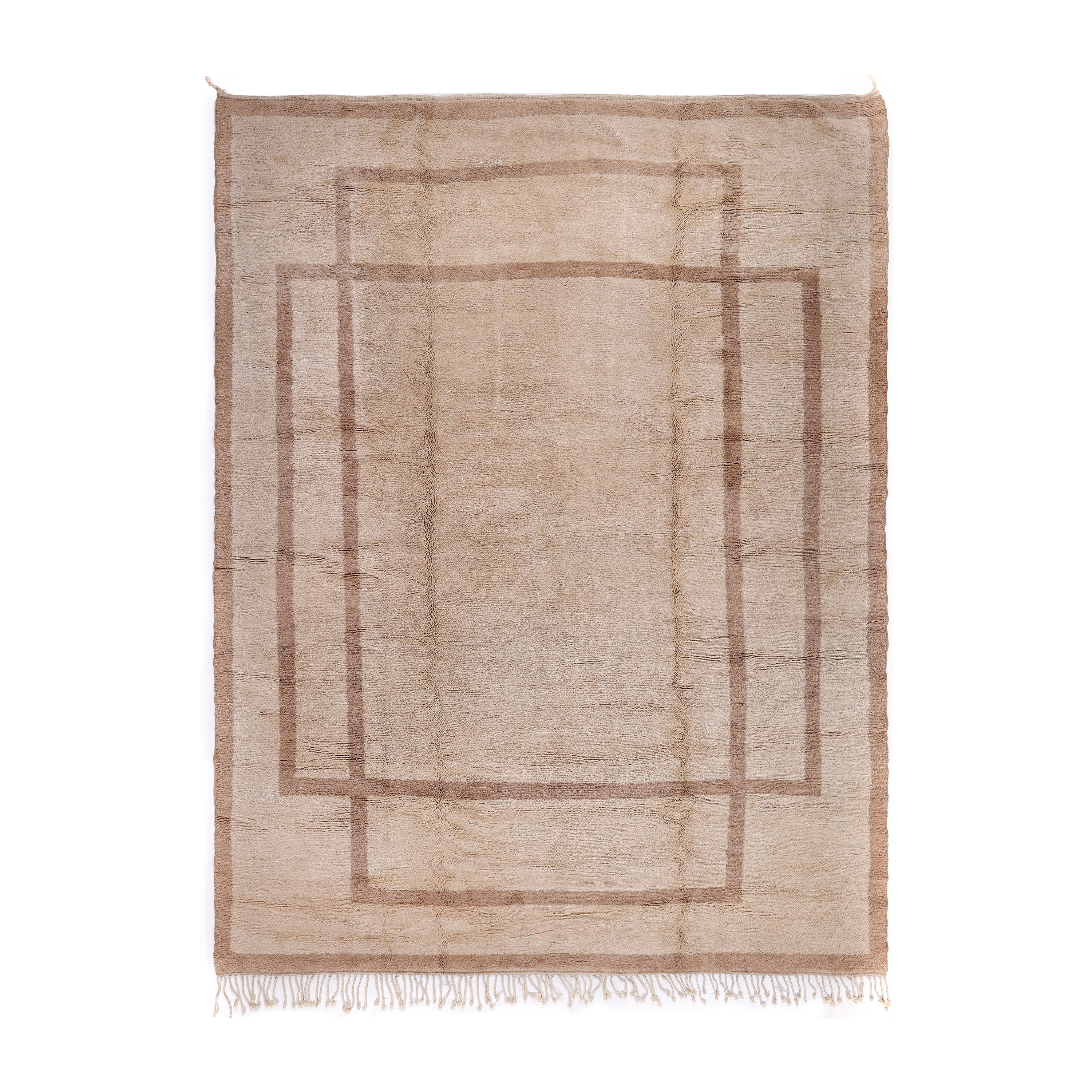 Sand Moroccan rug with geometric rectangular design, handmade Moroccan wool rug in sand tones, luxury Moroccan minimalist rug by Nasiri