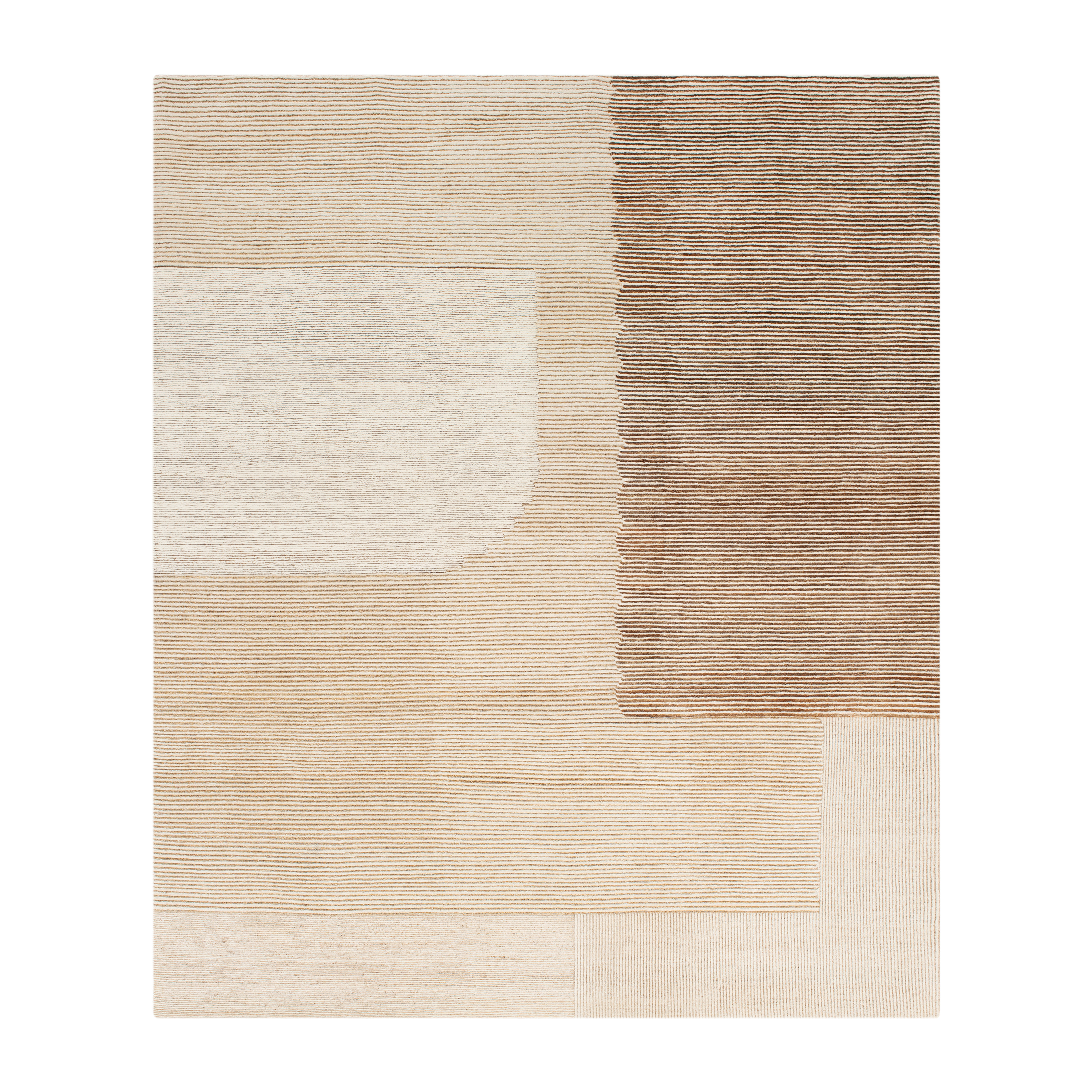 Custom Tessuto rug by Nasiricarpets featuring scalloped edges and natural textures