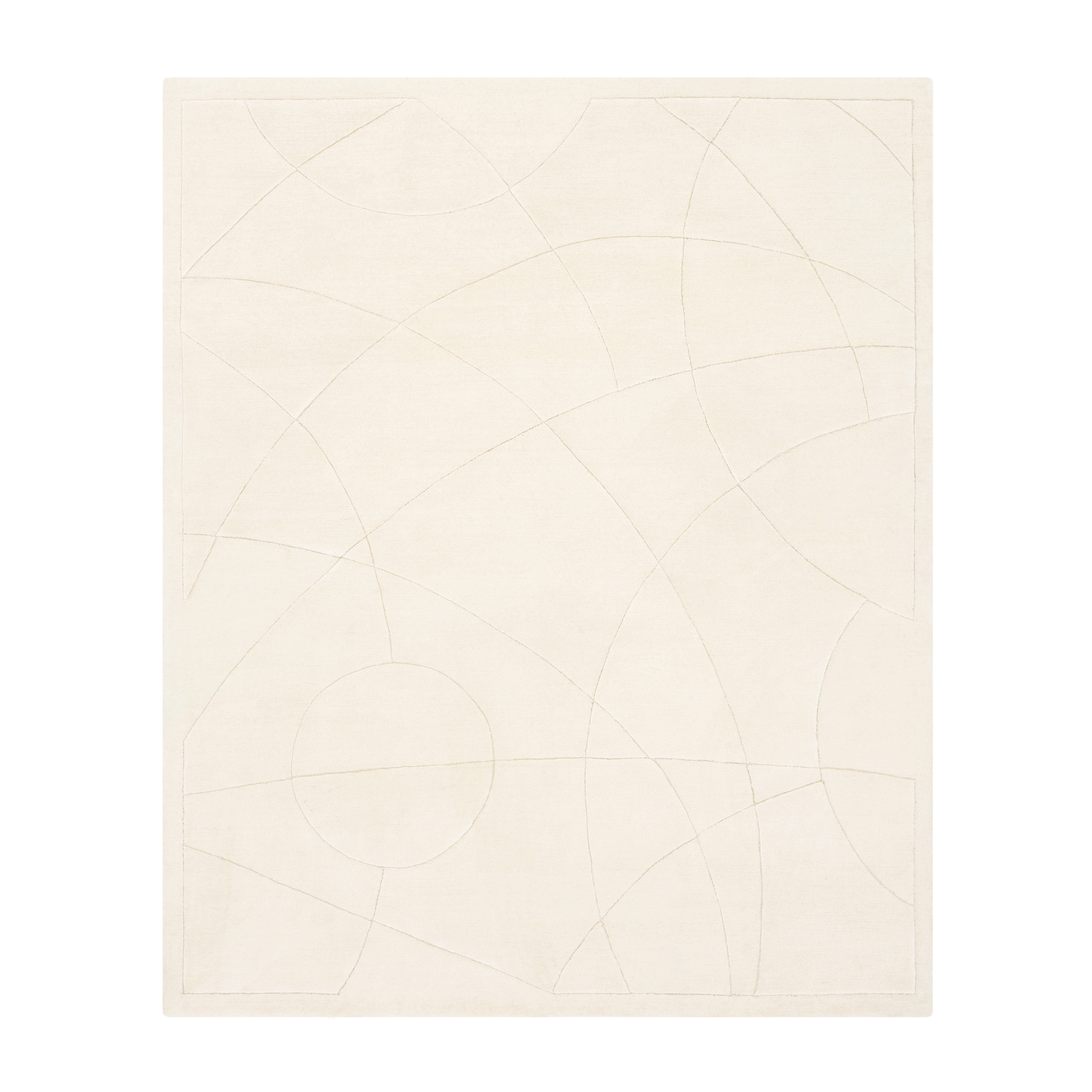Custom Sundial rug by Nasiricarpets featuring intersecting lines and tonal arcs