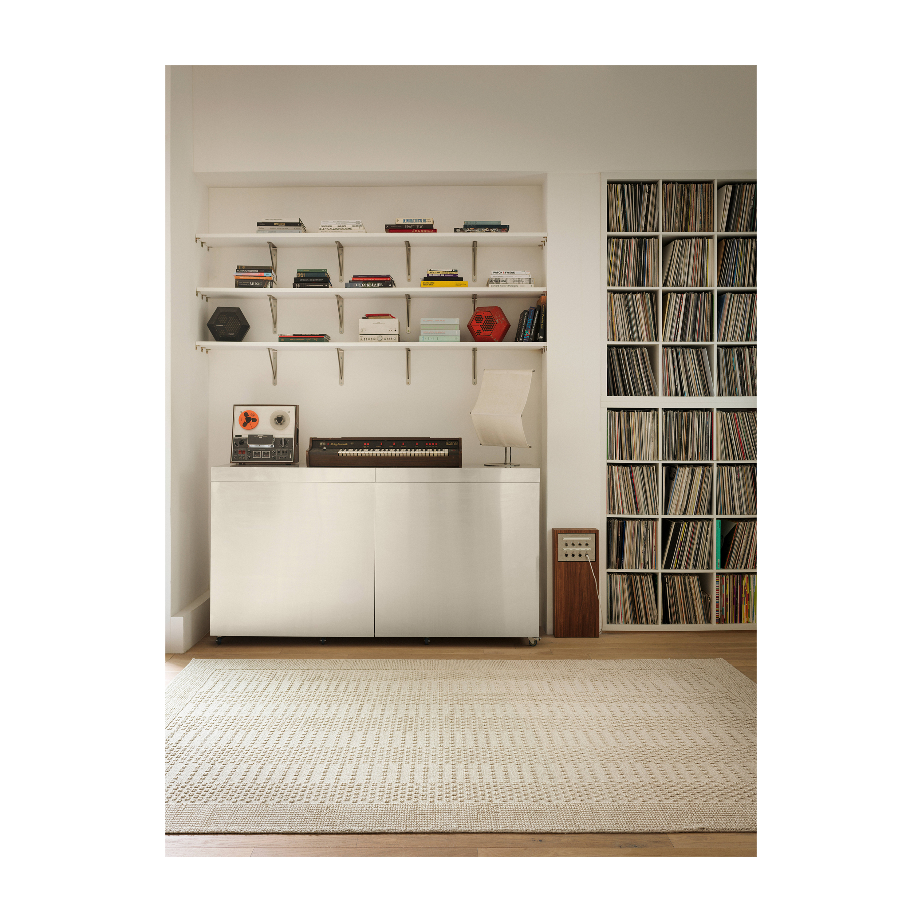Custom Loops Natural White flatweave rug by Nasiricarpets featuring looped wool texture