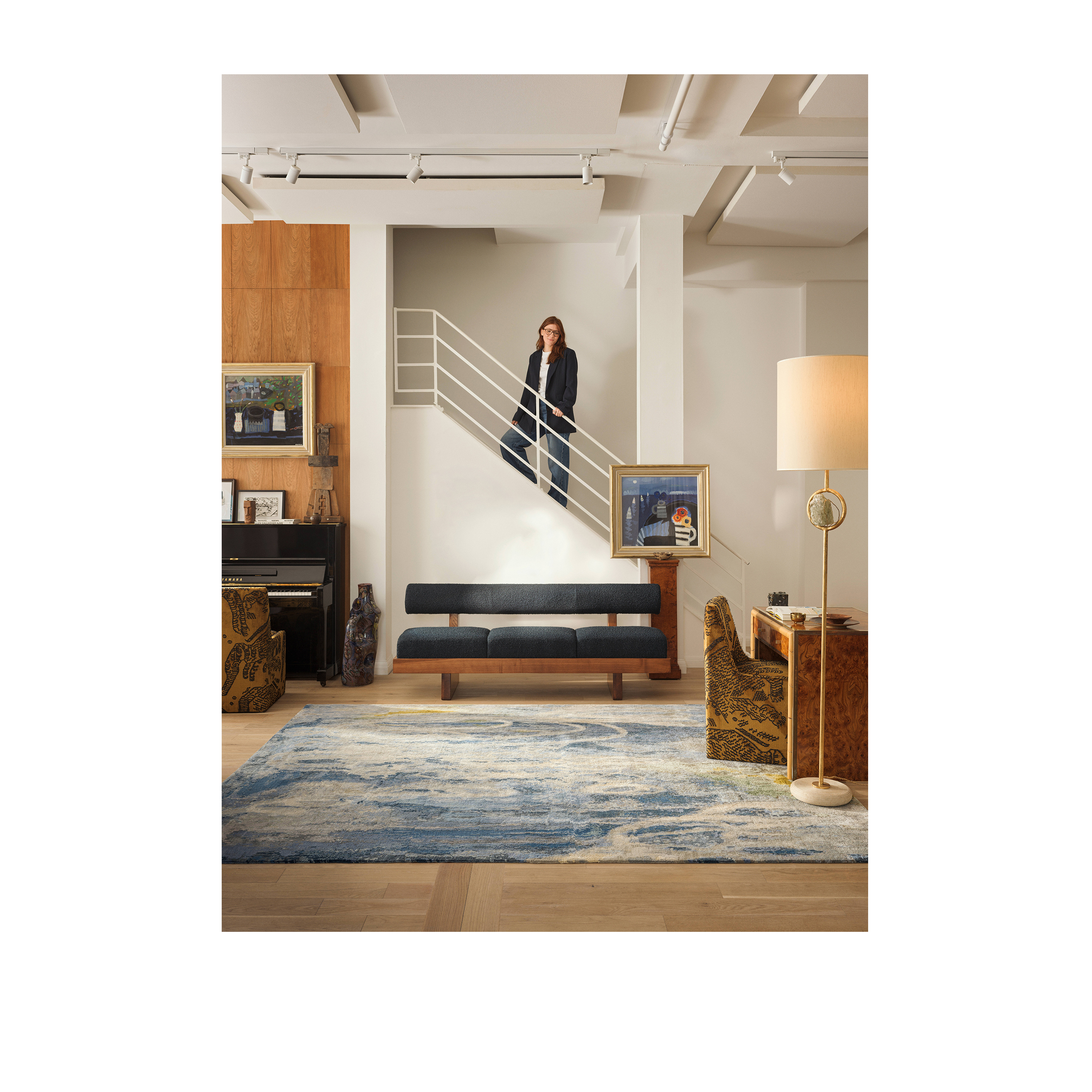 Custom Lilly rug designed by Sara featuring organic forms and painterly texture