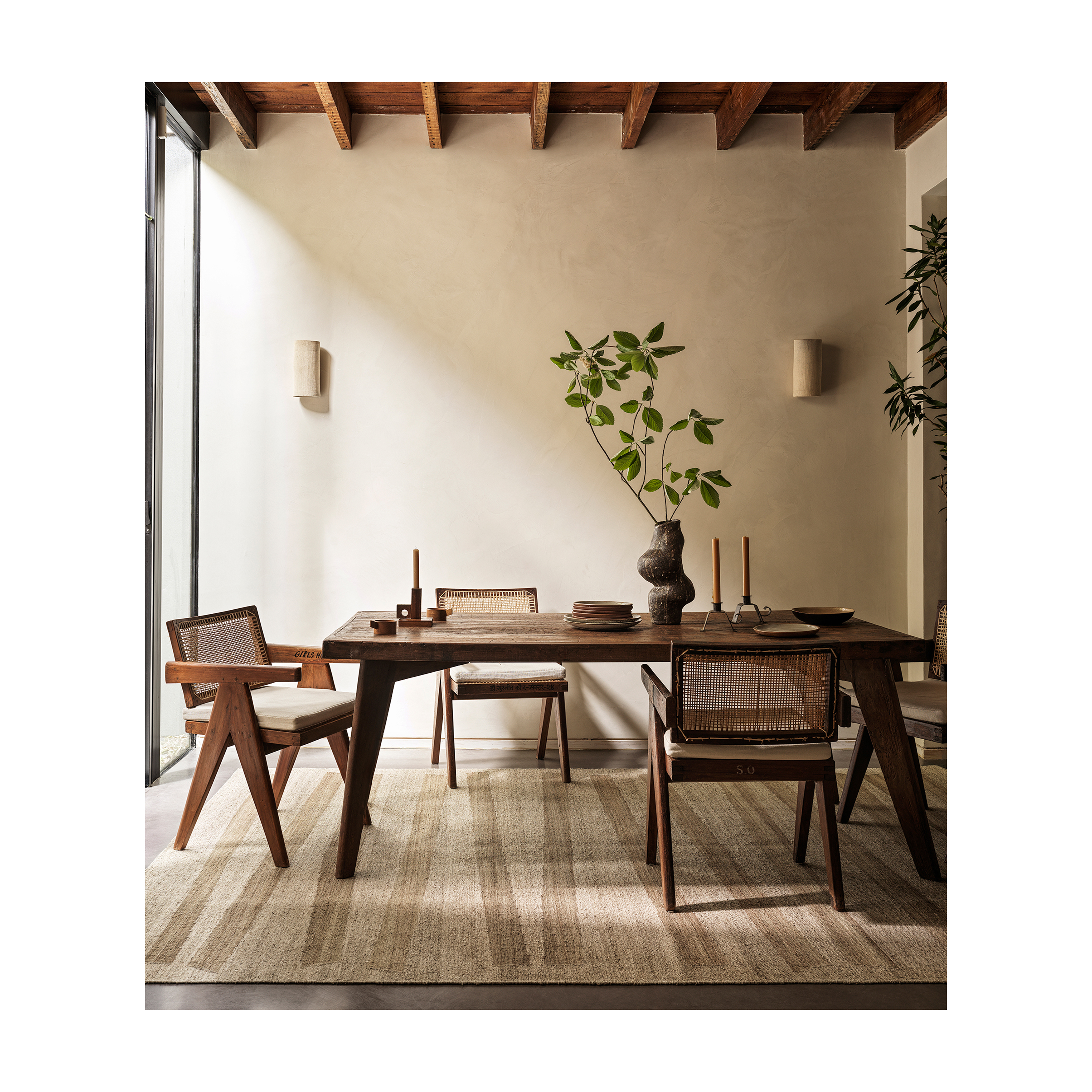 Custom Nettle Cactus Stripe rug by Nasiricarpets handwoven from un-dyed natural fibers