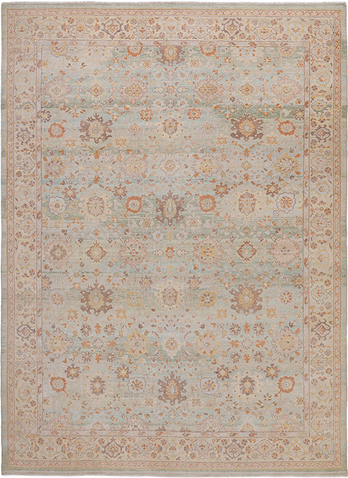 Ziegler allover traditional rug in soft sand and sage tones, handmade Persian-inspired floral wool rug, luxury traditional rug by nasiricarpets