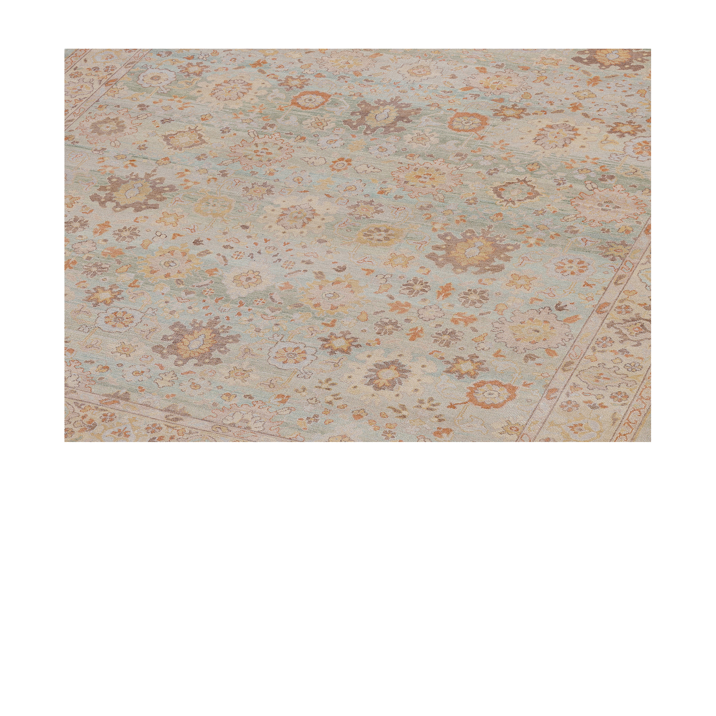 Ziegler allover traditional rug in soft sand and sage tones, handmade Persian-inspired floral wool rug, luxury traditional rug by nasiricarpets