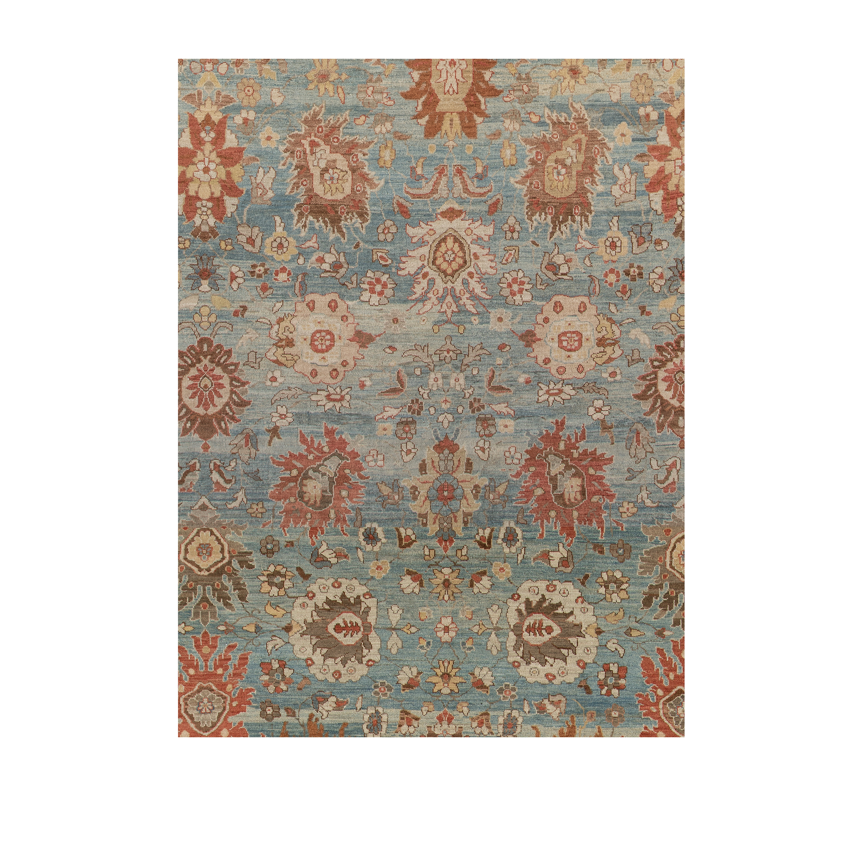 Ziegler Sultanabad traditional rug in blue and terracotta, luxury handmade wool Persian-style carpet by nasiricarpets