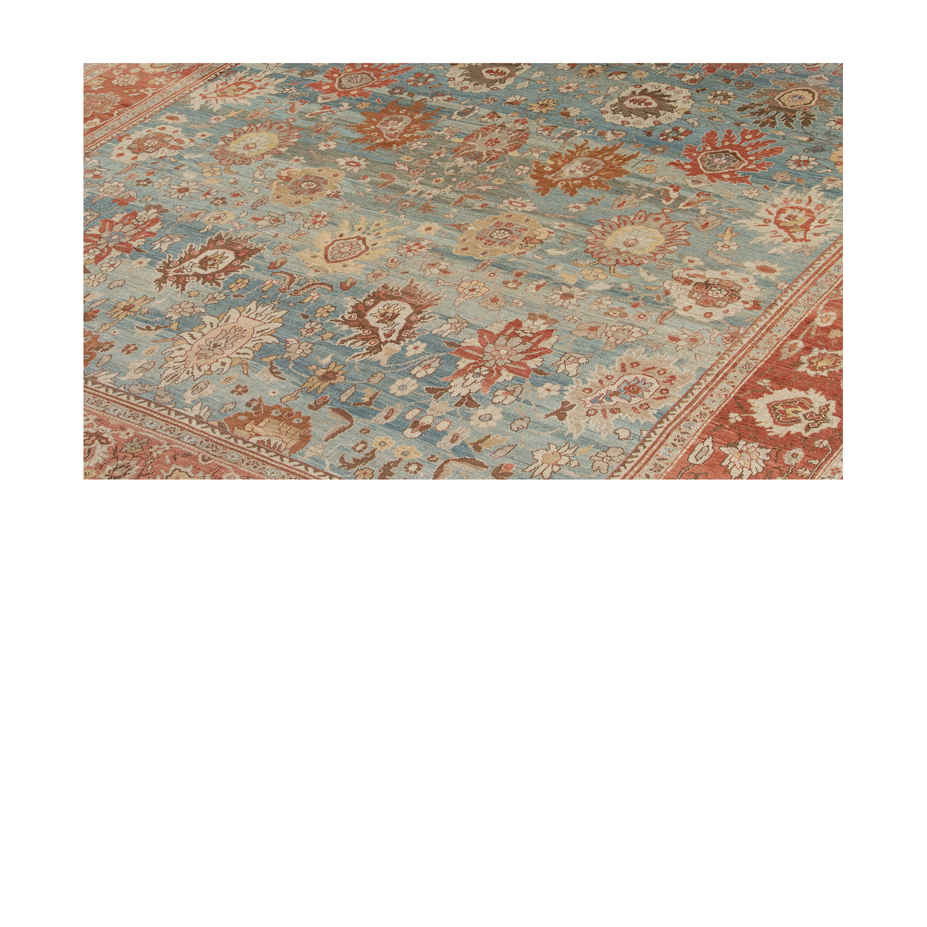 Ziegler Sultanabad traditional rug in blue and terracotta, luxury handmade wool Persian-style carpet by nasiricarpets