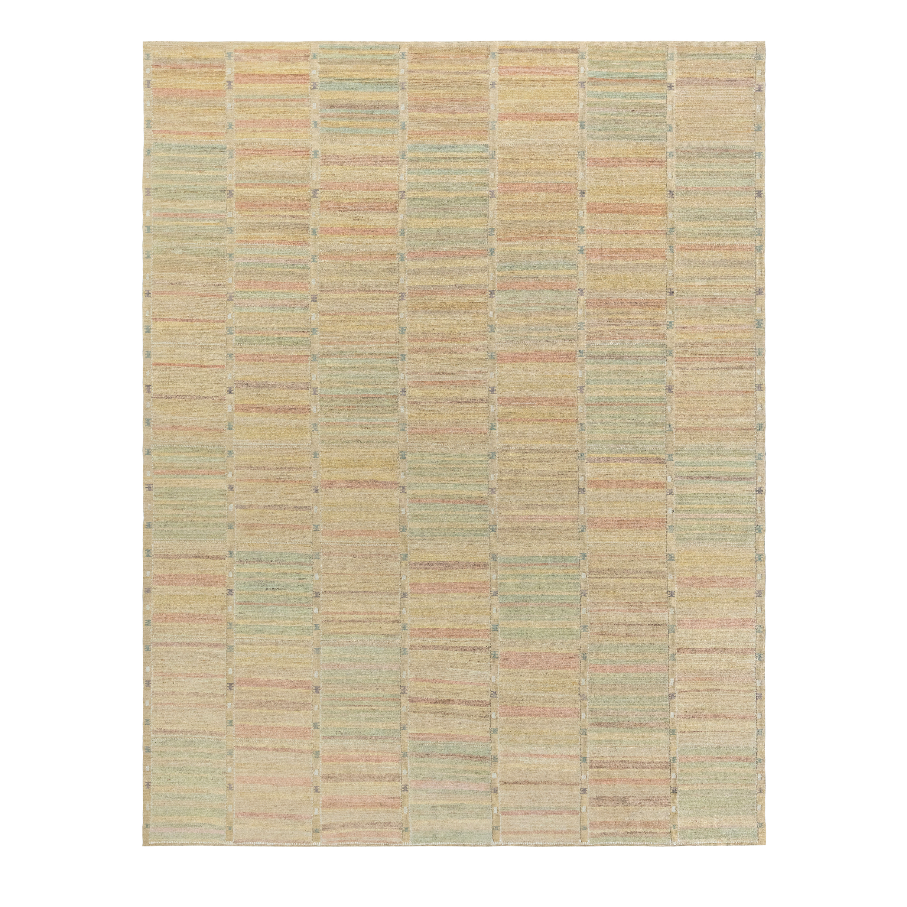 Vera modern carpet in pastel sand and blush tones, handmade wool rug combining flatweave and pile weave, luxury modern carpet by nasiricarpets