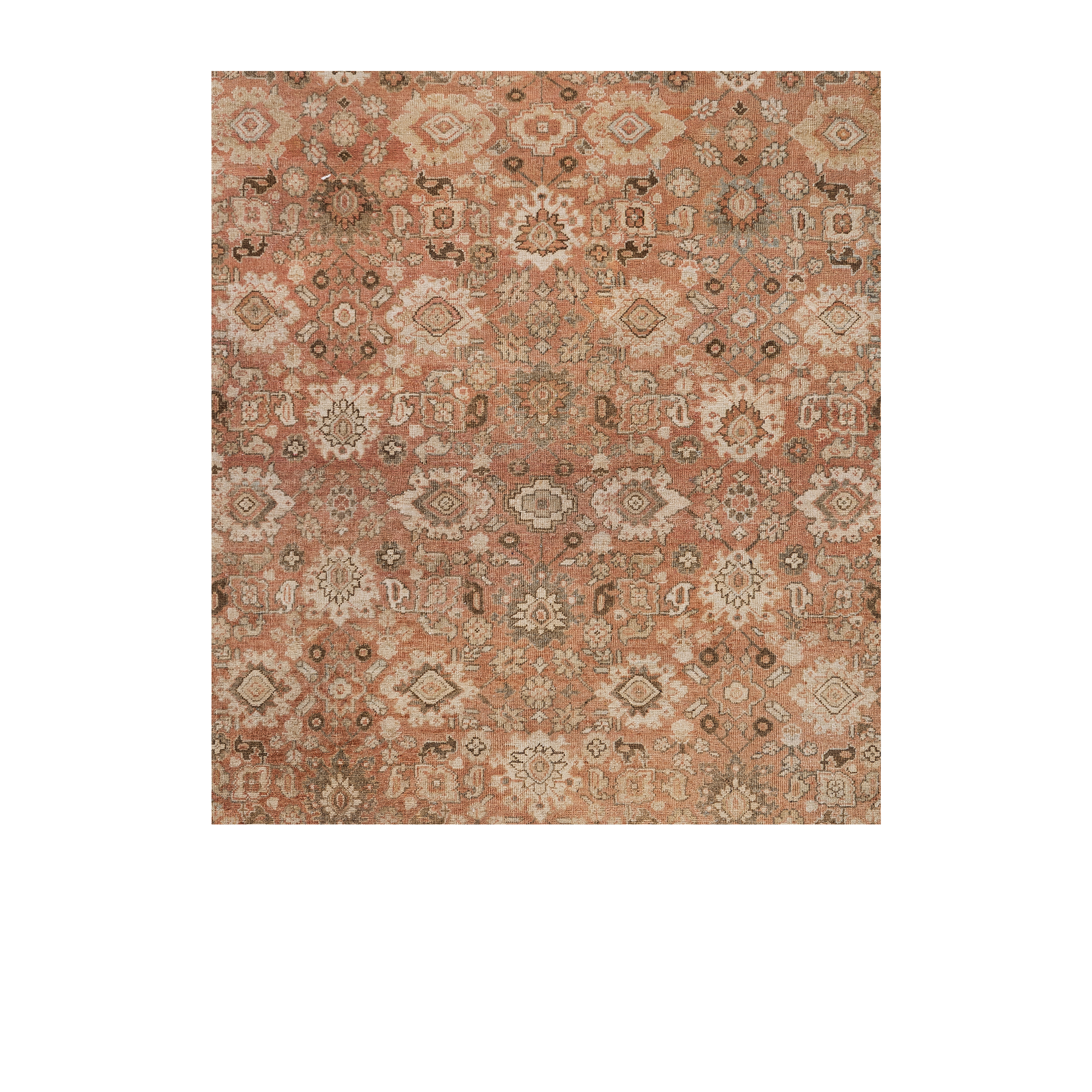 Sultanabad antique Persian rug in rust and beige tones, hand-knotted wool carpet by nasiricarpets
