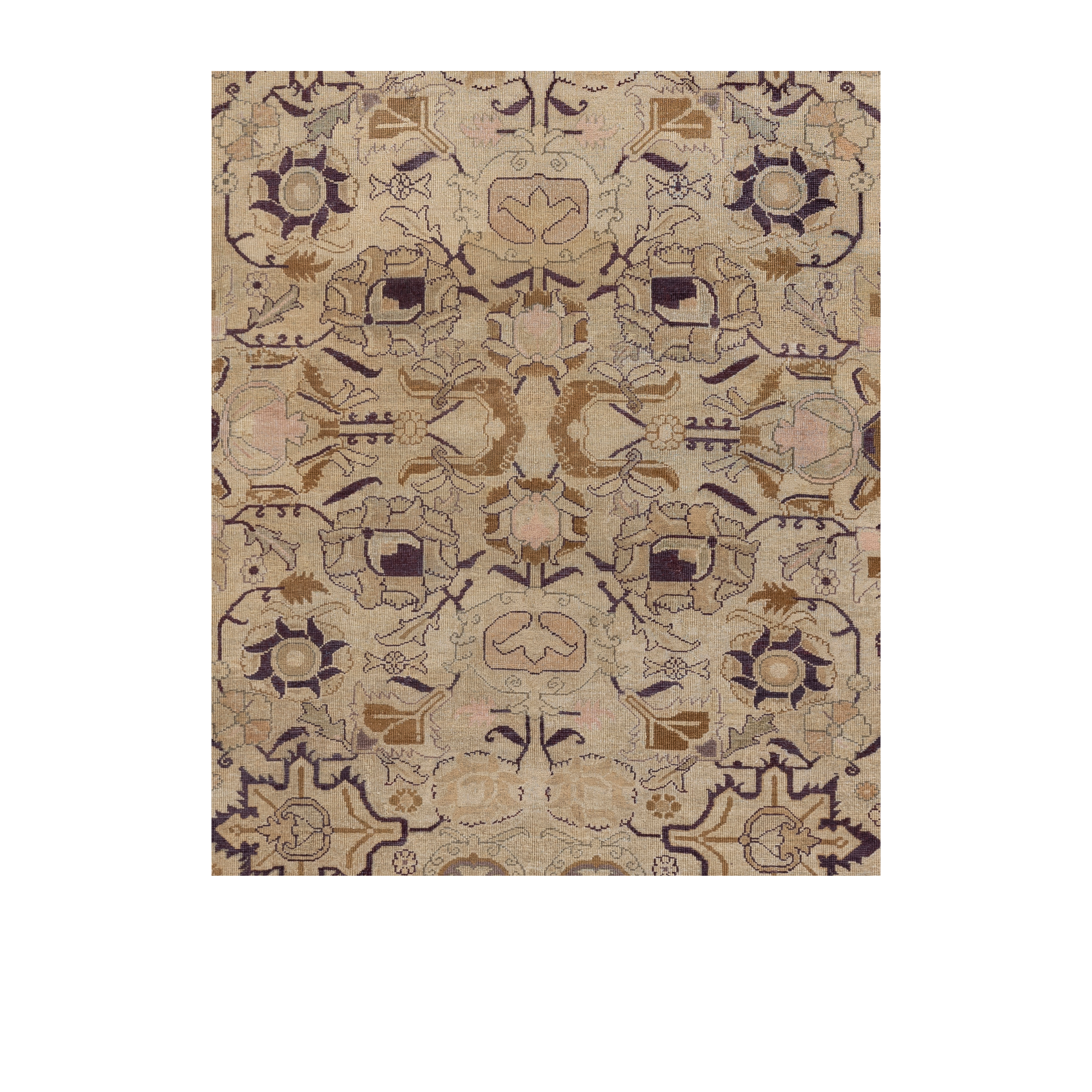 Amritsar antique rug in beige and taupe tones, hand-knotted wool carpet by nasiricarpets