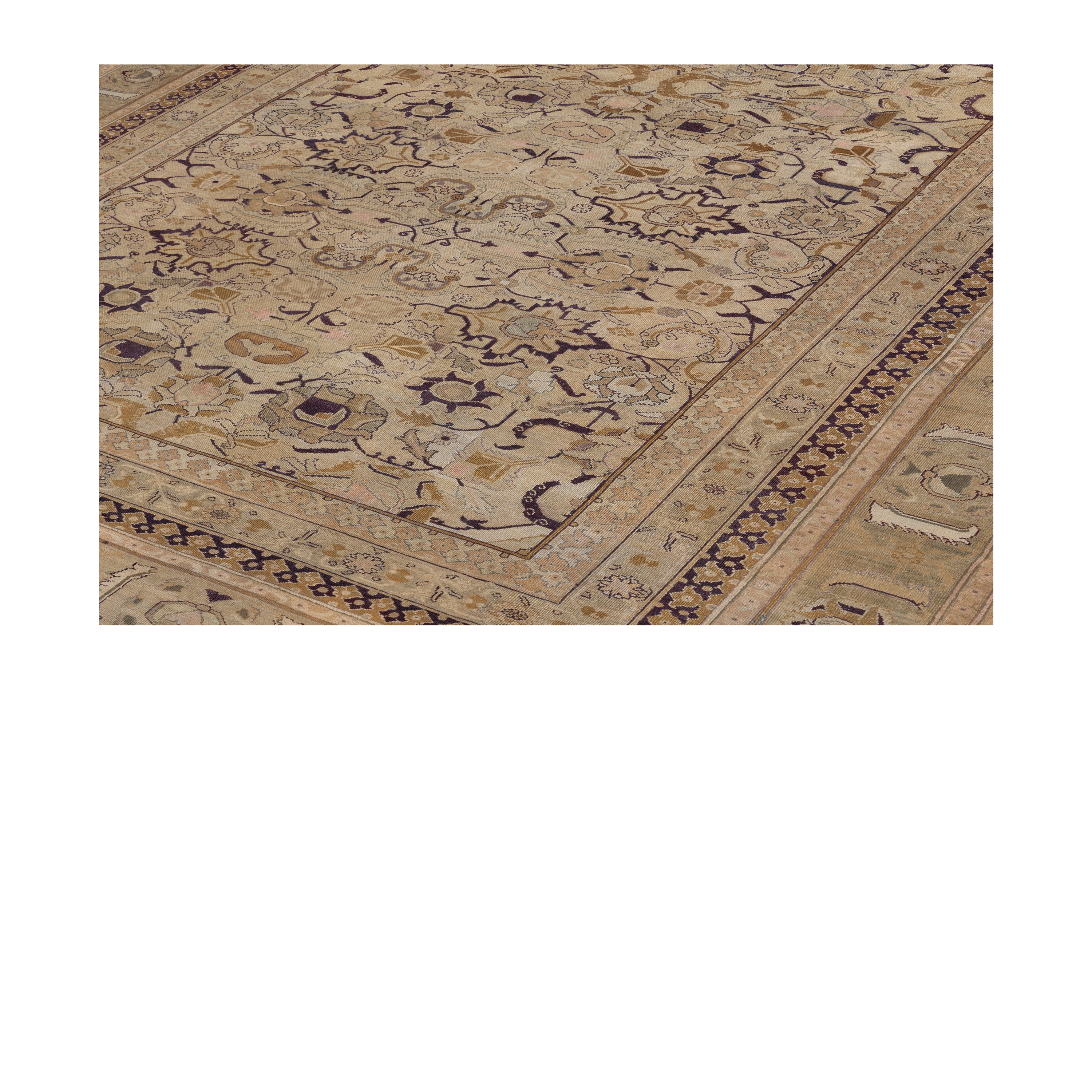 Amritsar antique rug in beige and taupe tones, hand-knotted wool carpet by nasiricarpets
