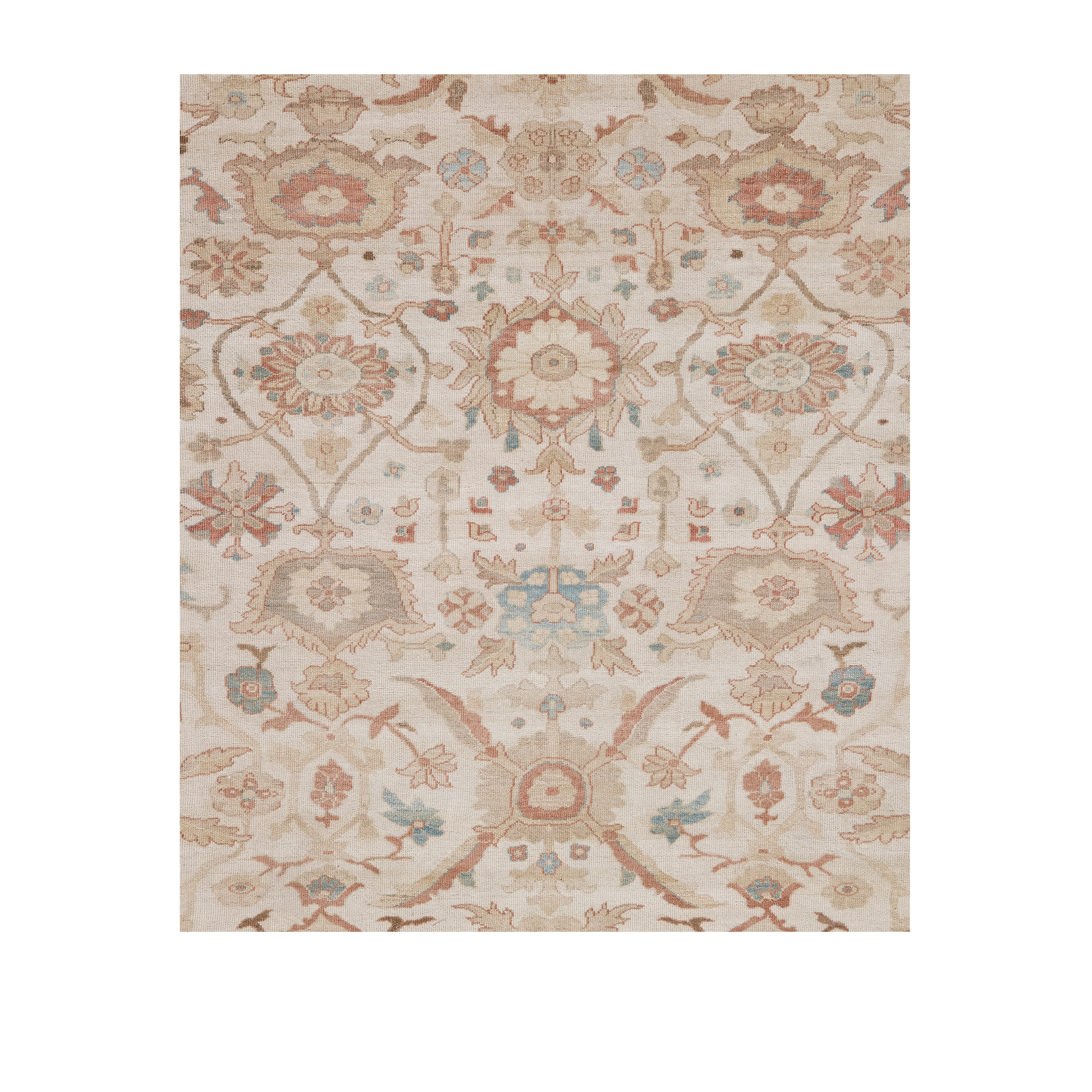 Ziegler Sultanabad traditional Persian rug in ivory and light blue, hand-knotted wool carpet by nasiricarpets