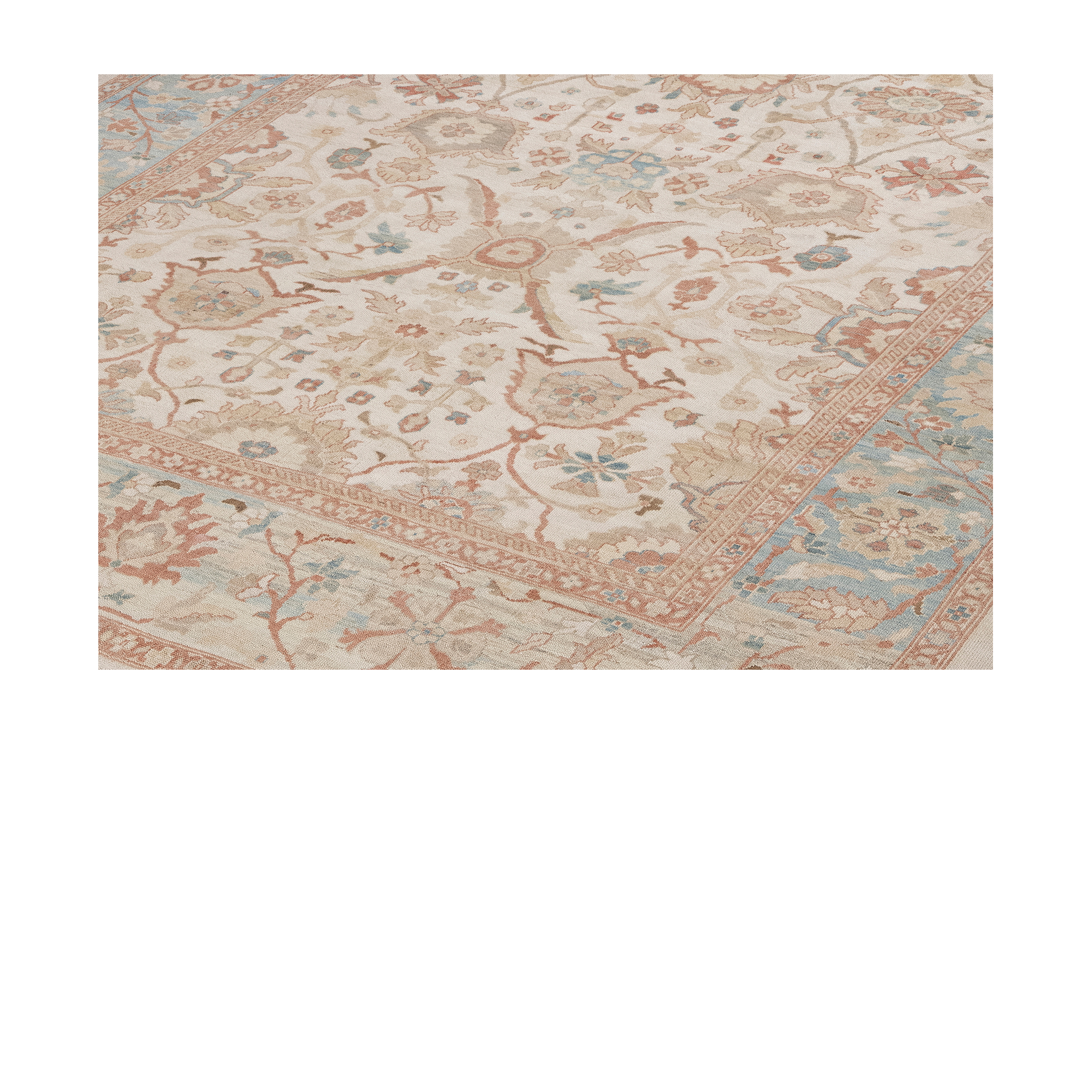 Ziegler Sultanabad traditional Persian rug in ivory and light blue, hand-knotted wool carpet by nasiricarpets