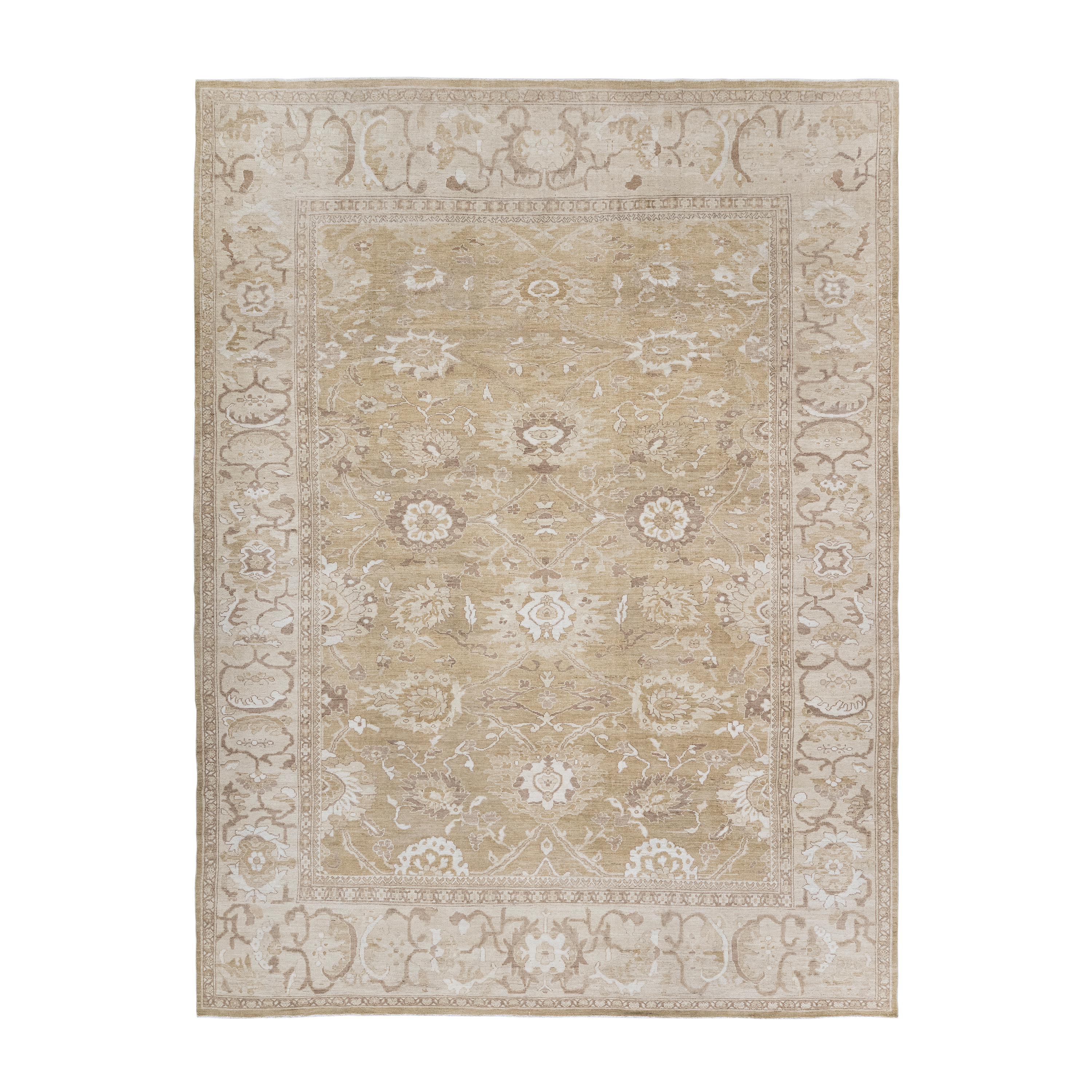 Ziegler Sultanabad traditional Persian rug in green and beige, handwoven wool carpet by nasiricarpets