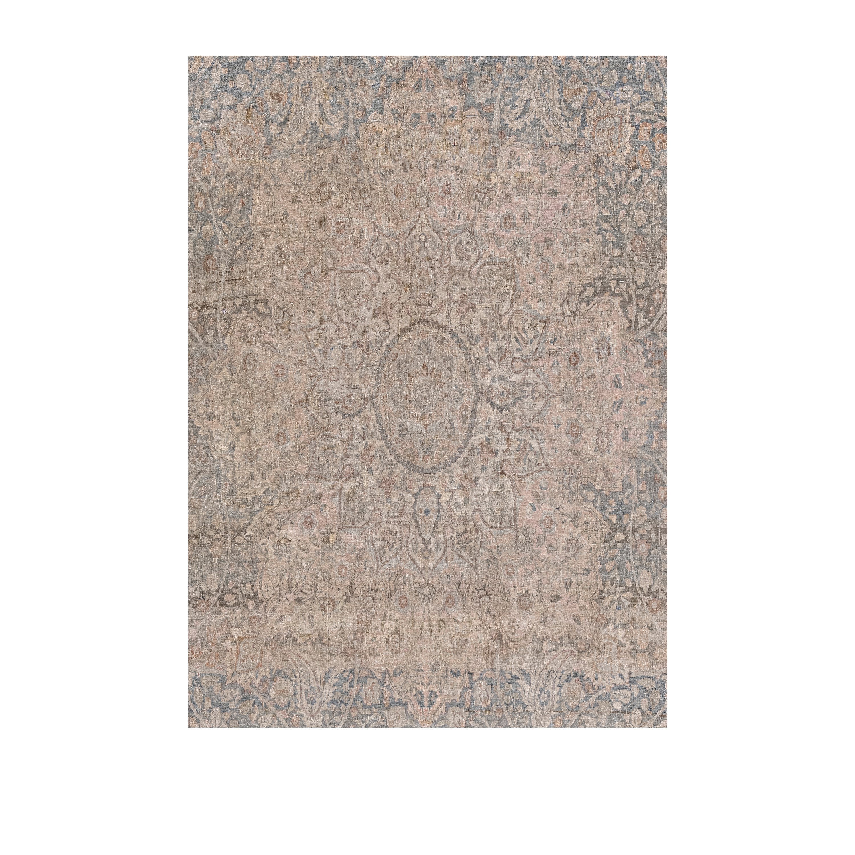 Kermanshah antique Persian rug in light blue and beige, handwoven wool carpet by nasiricarpets