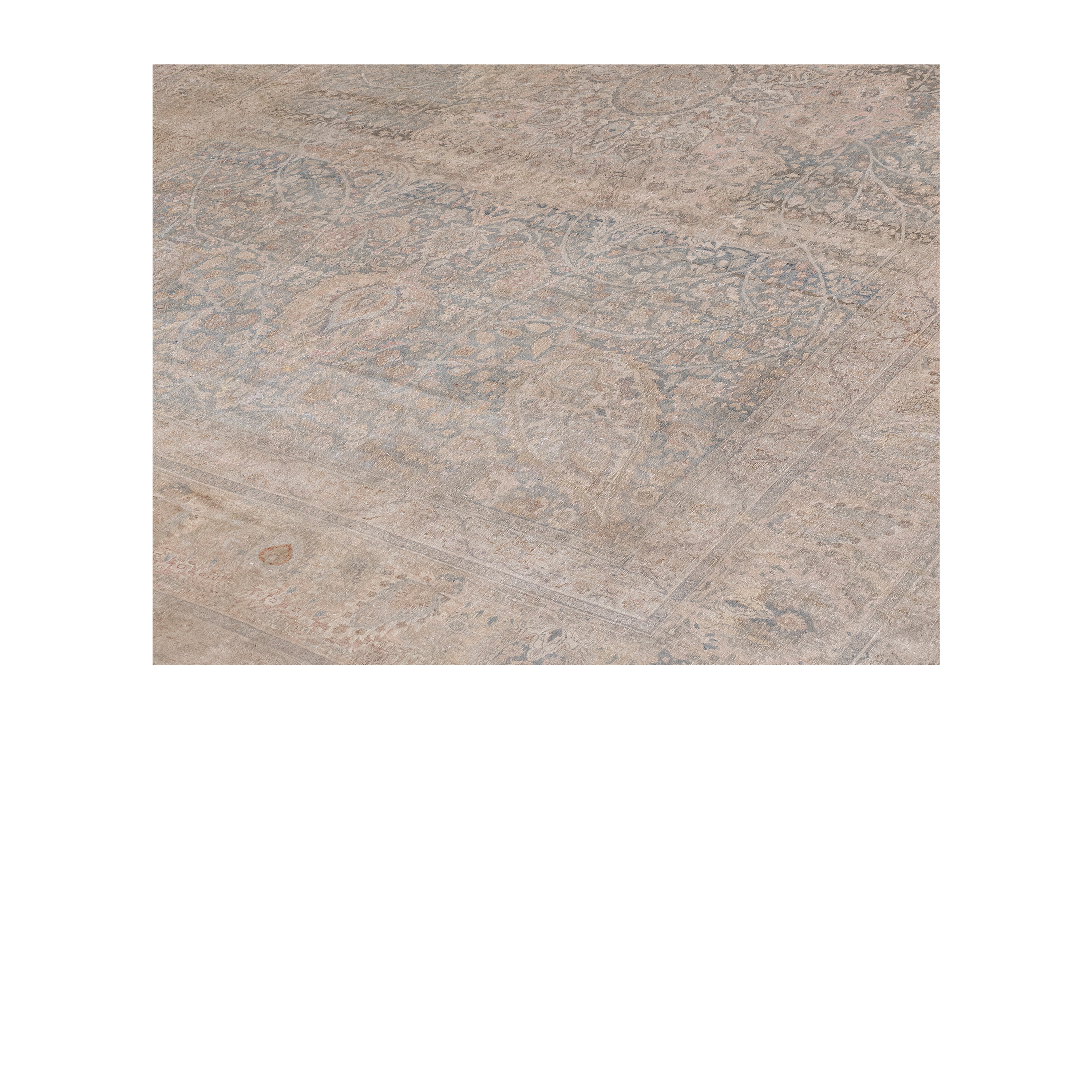 Kermanshah antique Persian rug in light blue and beige, handwoven wool carpet by nasiricarpets