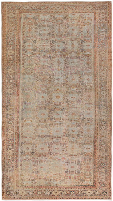 Sultanabad antique Persian rug in soft green tones, handwoven wool carpet with floral motifs by nasiricarpets