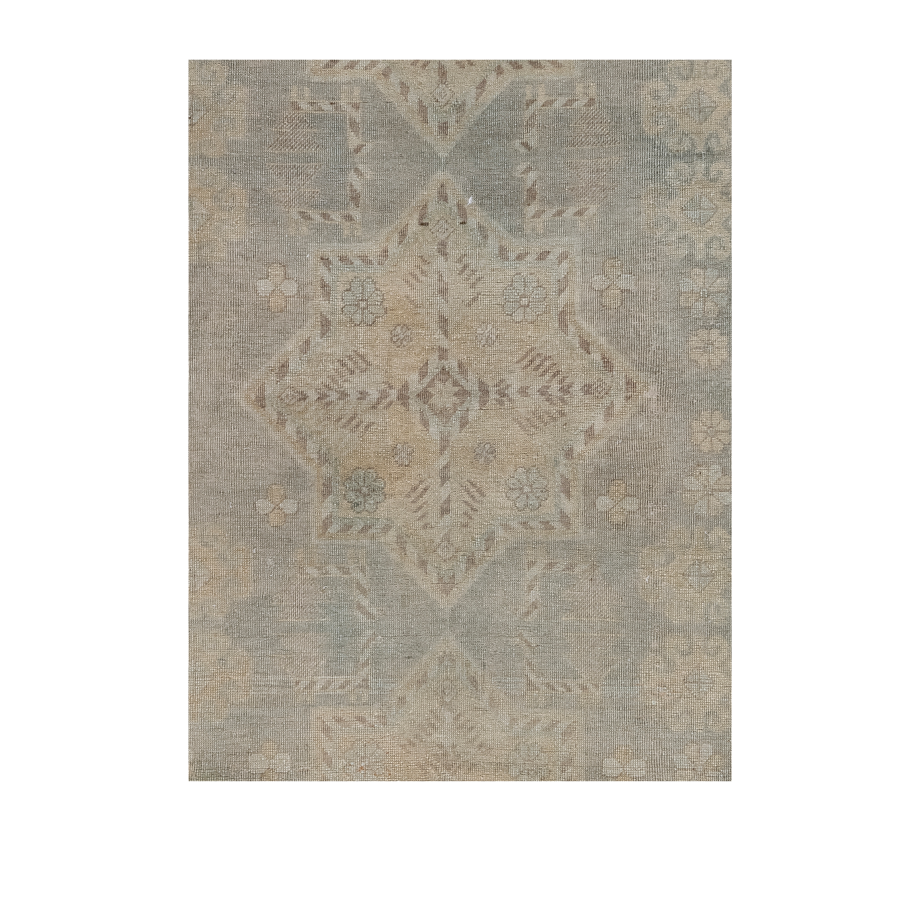 Khotan antique Persian rug in soft grey tones, handwoven wool carpet with medallion pattern by nasiricarpets