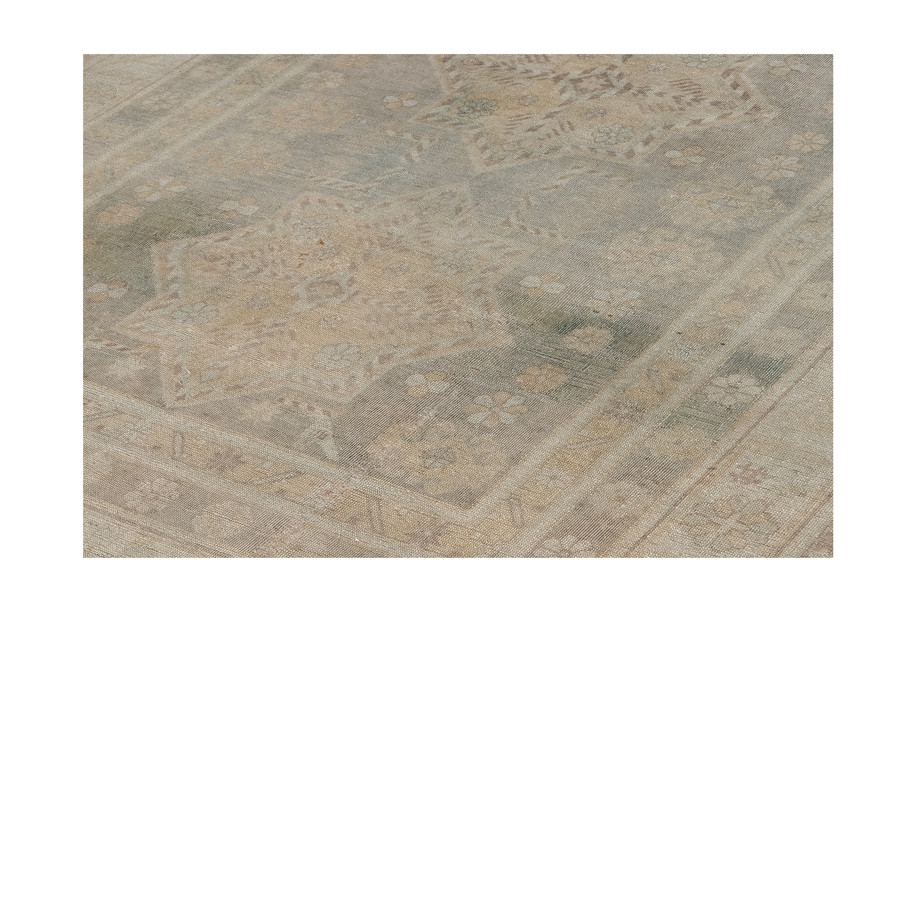 Khotan antique Persian rug in soft grey tones, handwoven wool carpet with medallion pattern by nasiricarpets