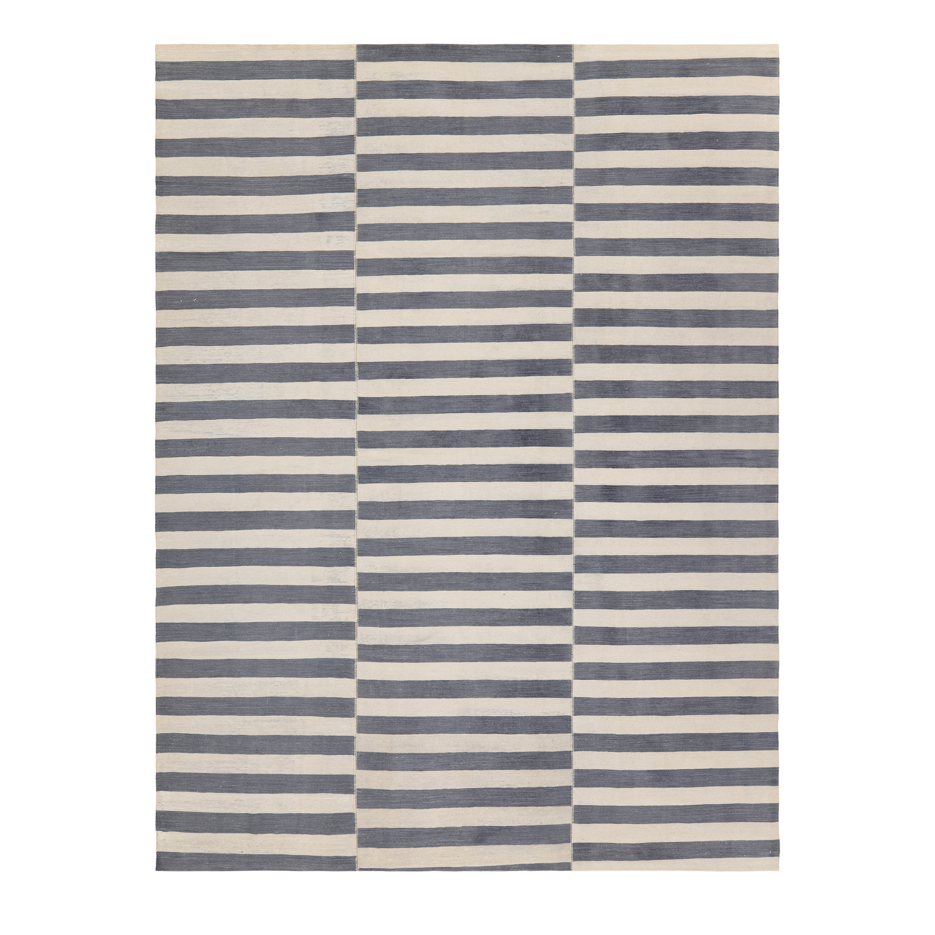 Mazandaran flatweave rug in black and white stripes, handmade wool rug from Iran by nasiricarpets