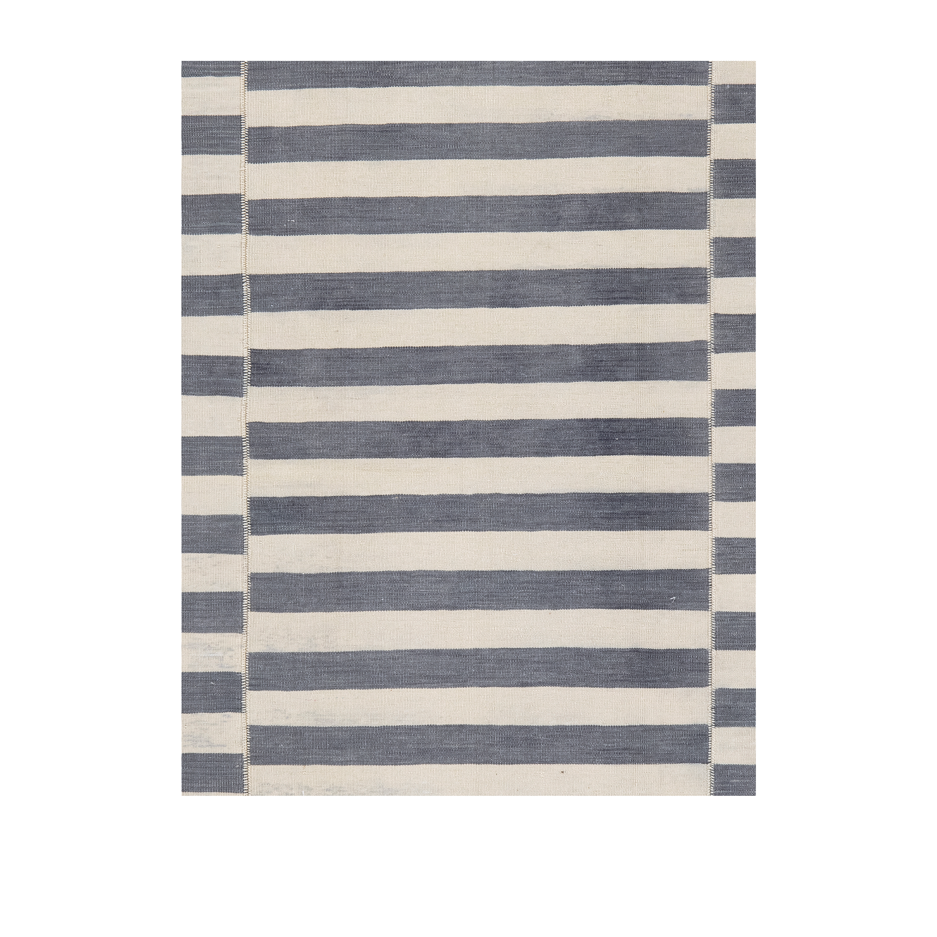 Mazandaran flatweave rug in black and white stripes, handmade wool rug from Iran by nasiricarpets