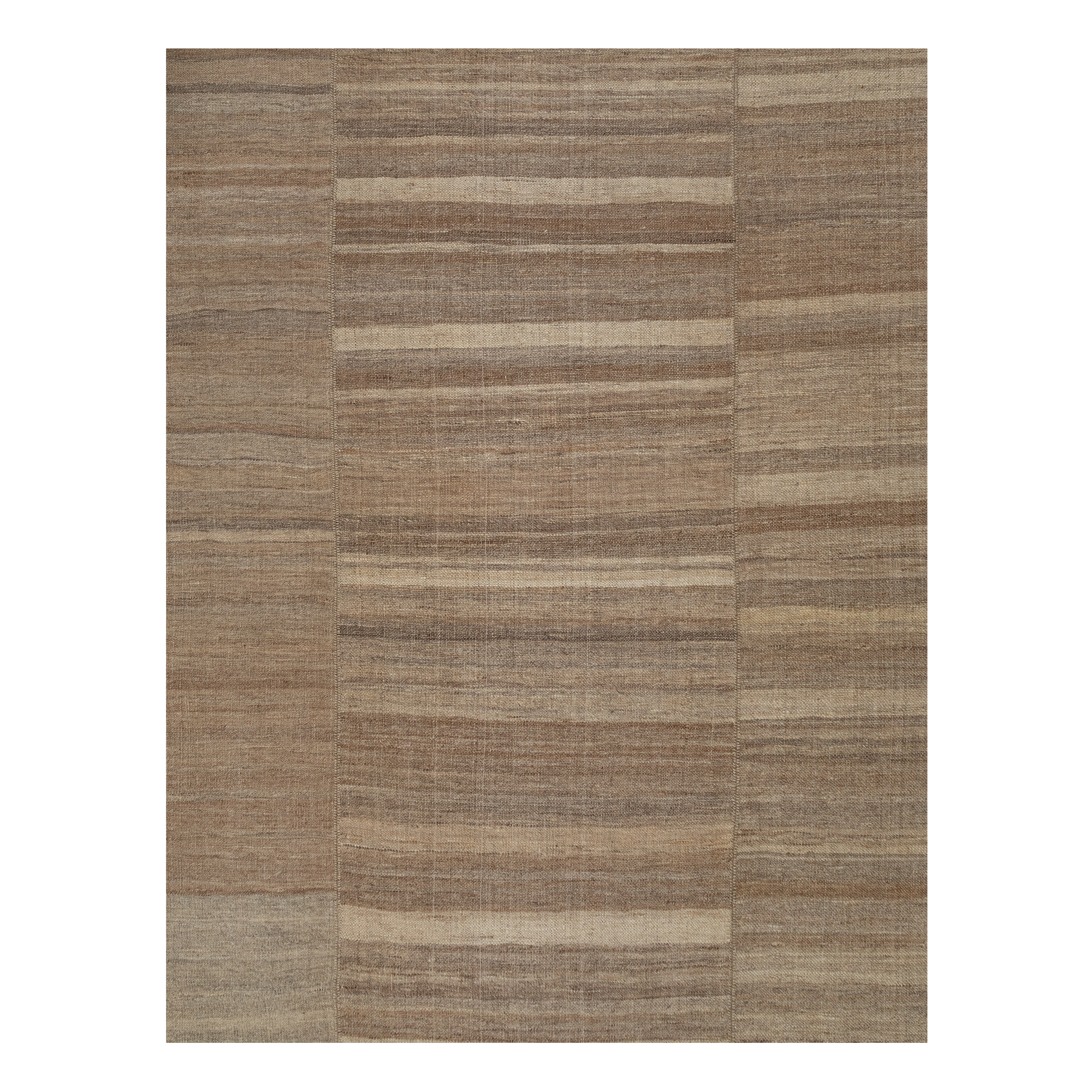 Mazandaran flatweave rug in natural tones, handwoven in Iran with a minimalist modern design