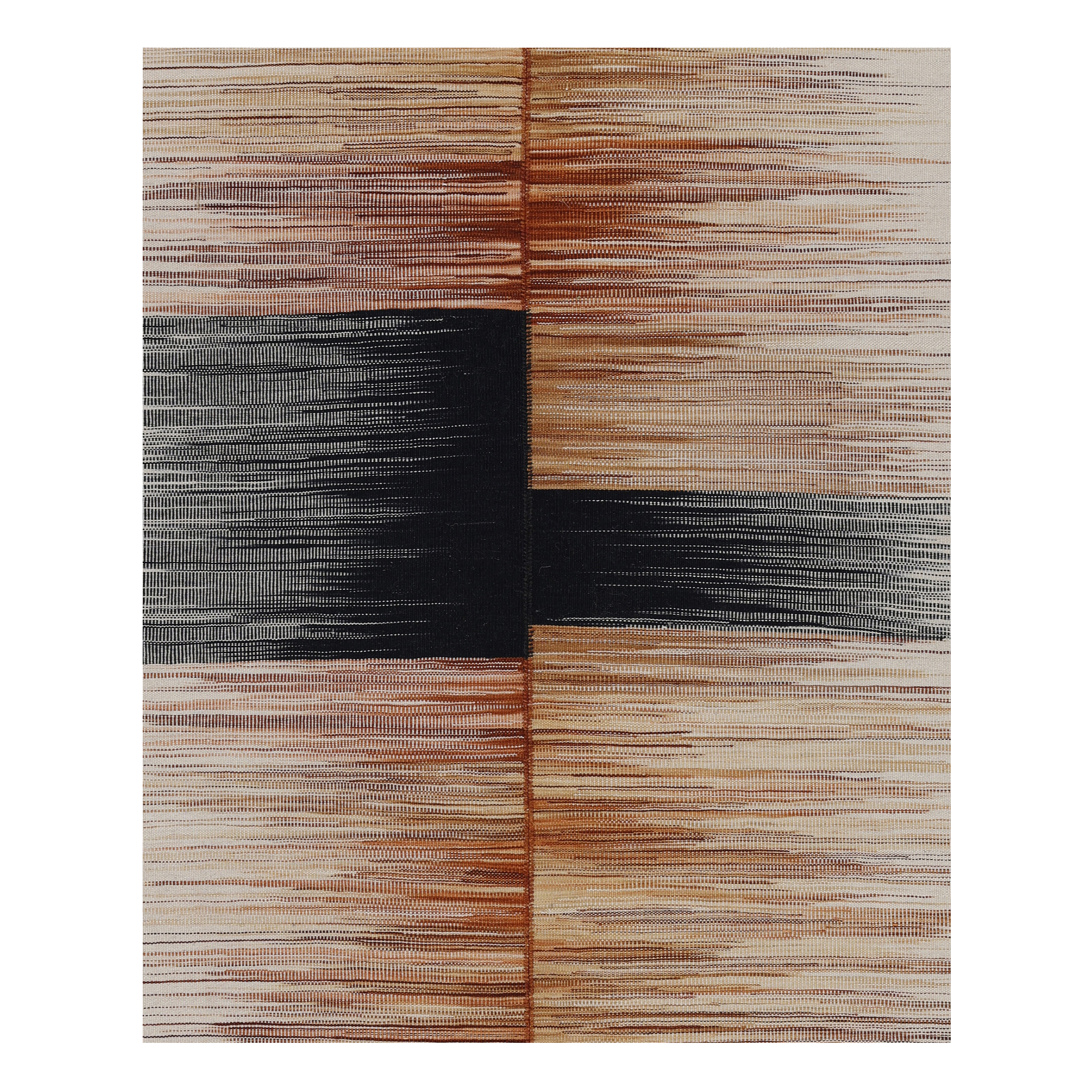 Mazandaran flatweave rug in beige and rust, handwoven in Iran with a modern flatweave design
