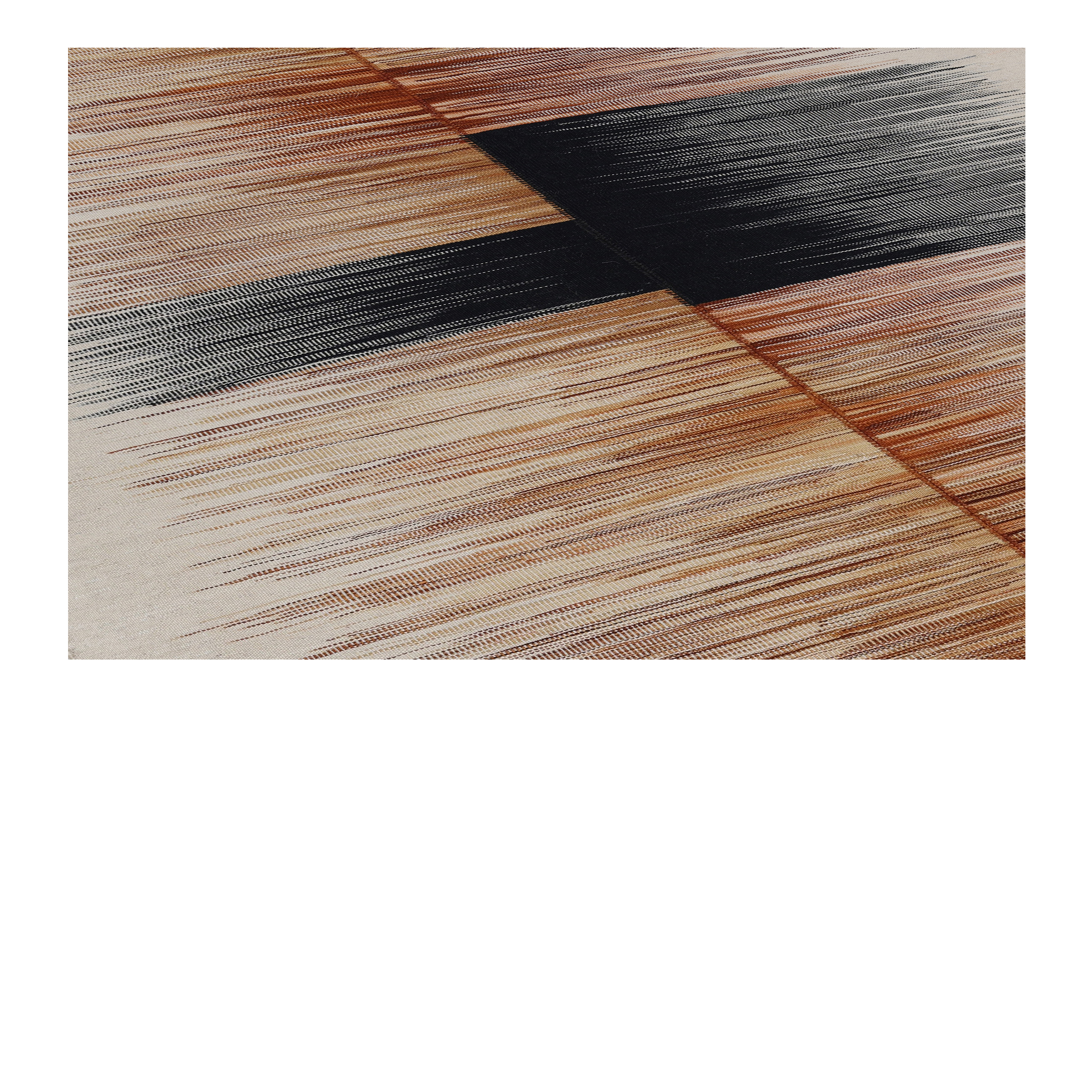 Mazandaran flatweave rug in beige and rust, handwoven in Iran with a modern flatweave design