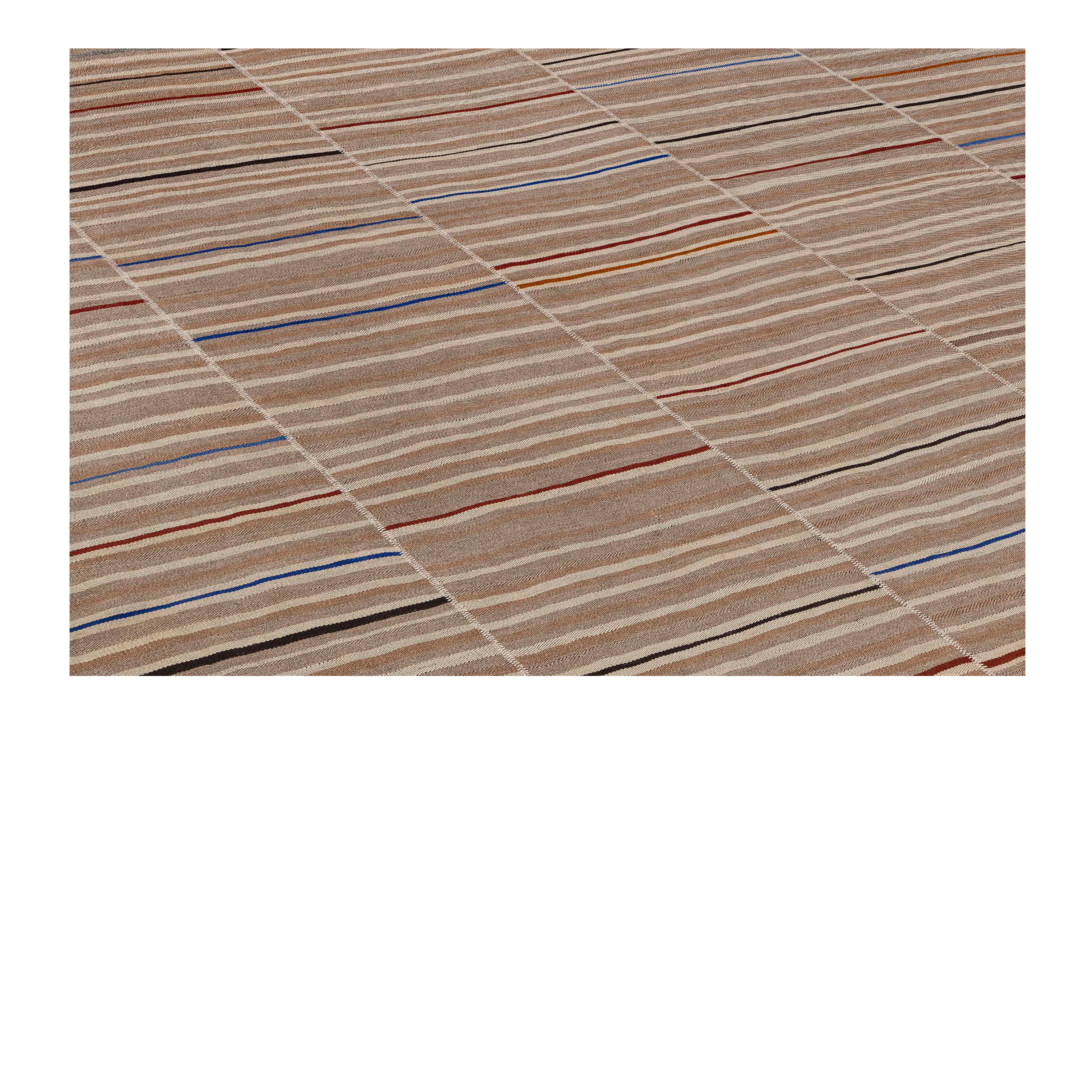 Mazandaran flatweave rug in natural color, handwoven in Iran with a minimalist flatweave design