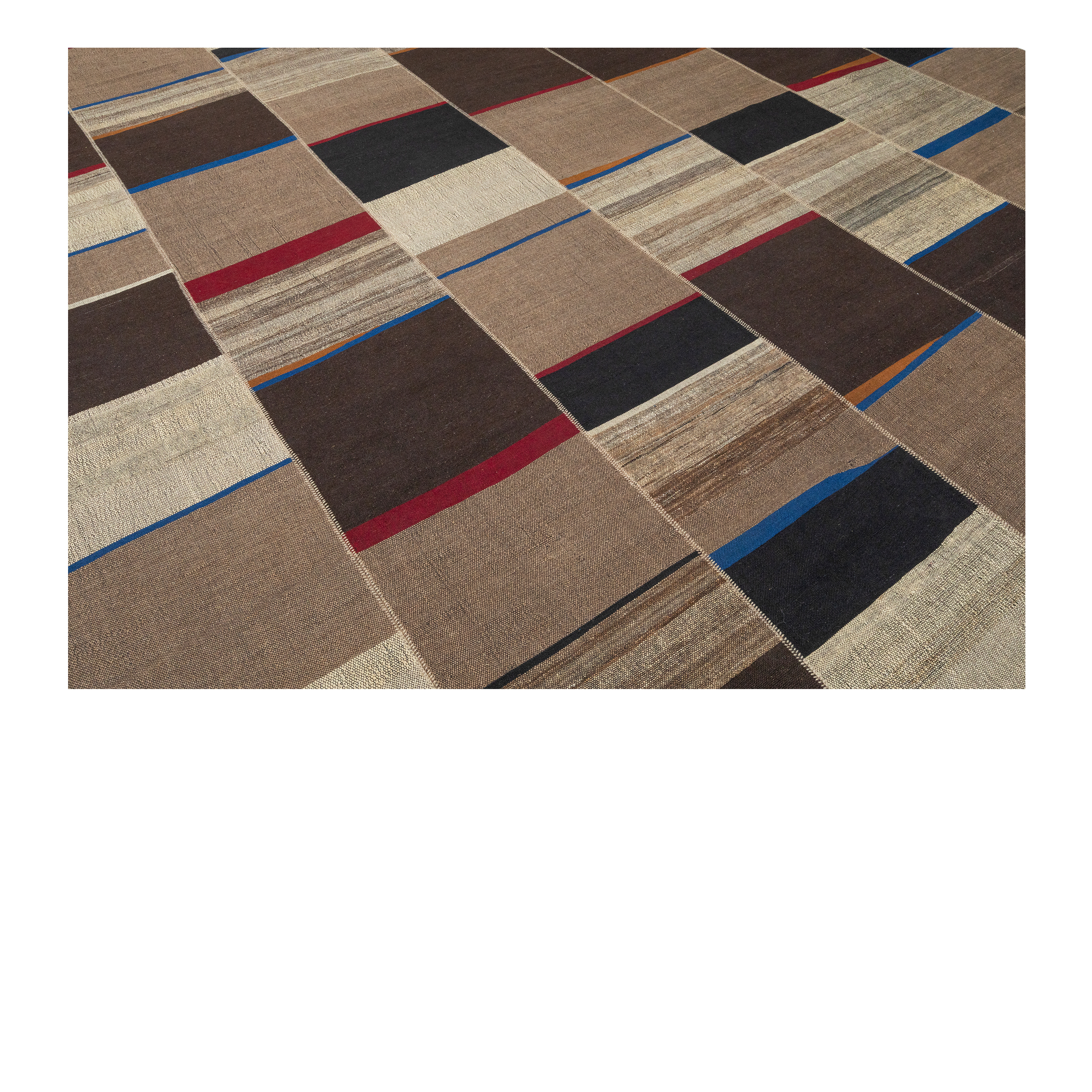 Mazandaran flatweave rug in a multicolor composition, handwoven in Iran with a contemporary flatweave design