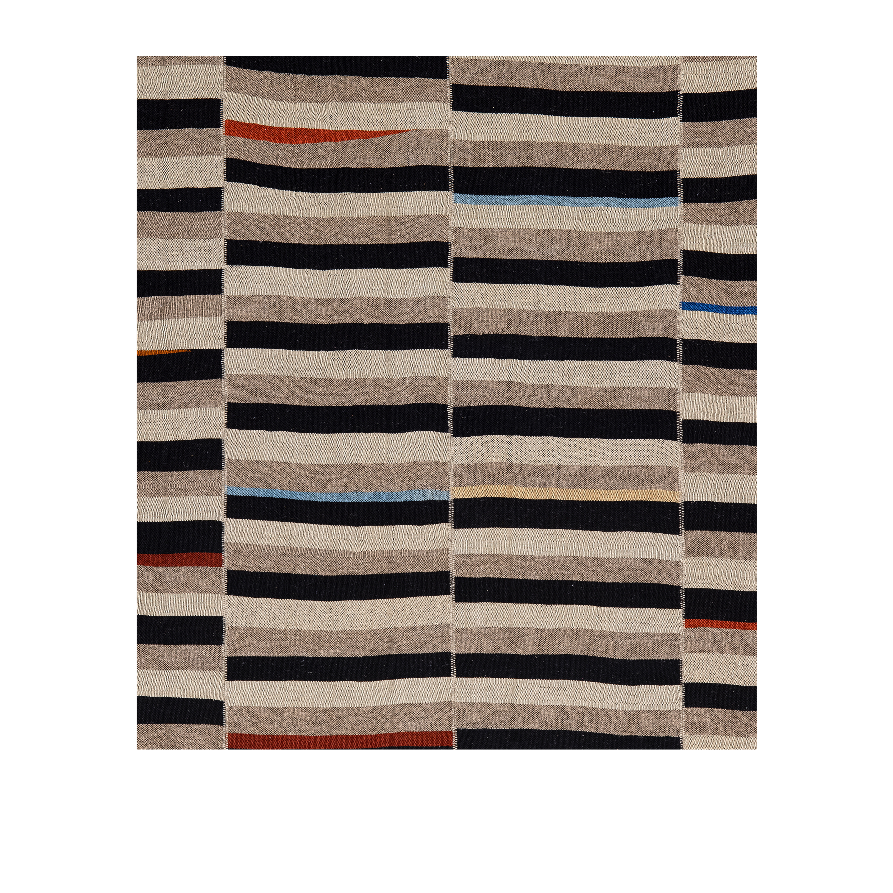 Mazandaran flatweave rug in a multicolor striped design, handwoven in Iran with a graphic flatweave structure
