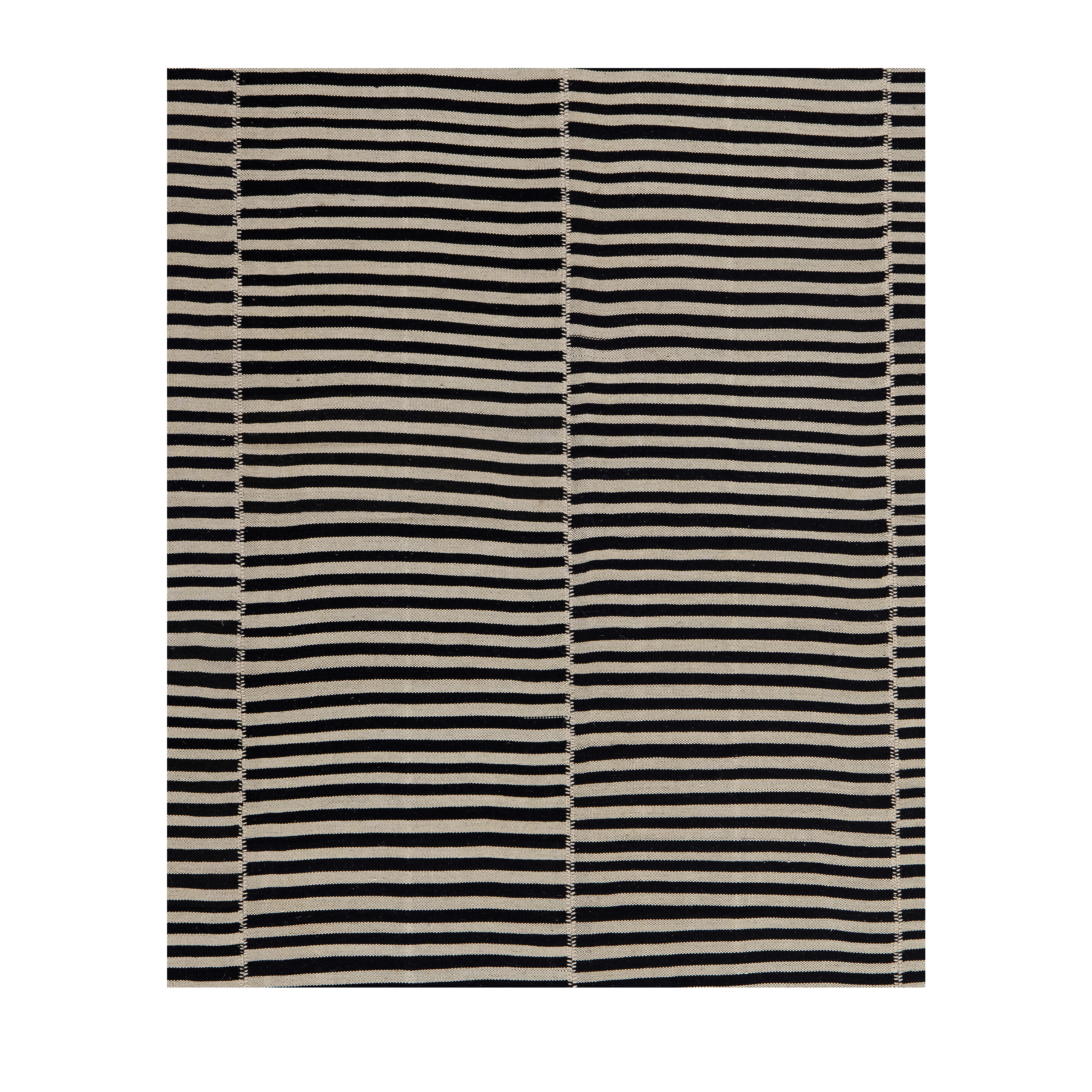 Mazandaran flatweave rug in black and white, handwoven in Iran with a minimalist flatweave design