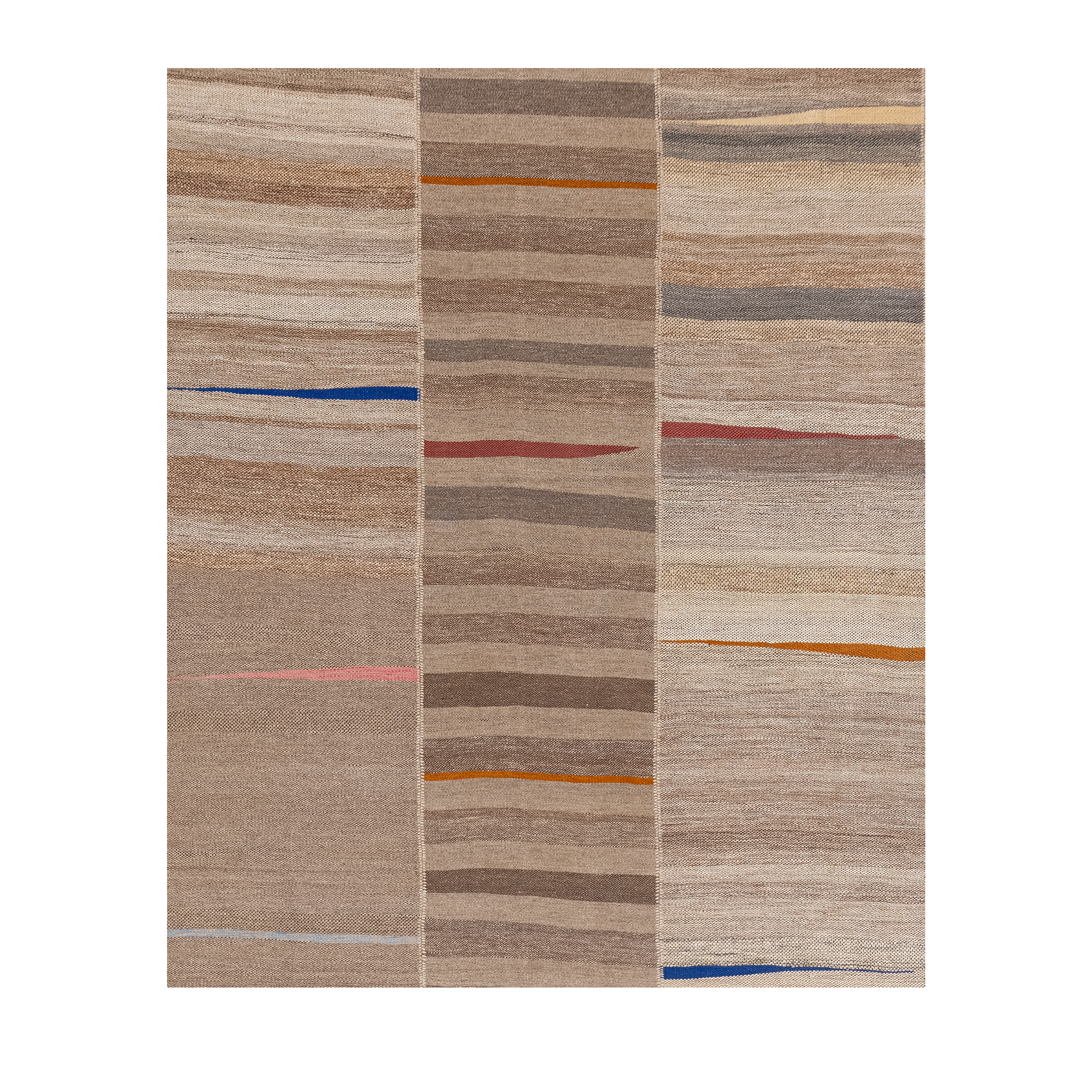 Mazandaran flatweave rug in natural color, handwoven in Iran with a refined flatweave design