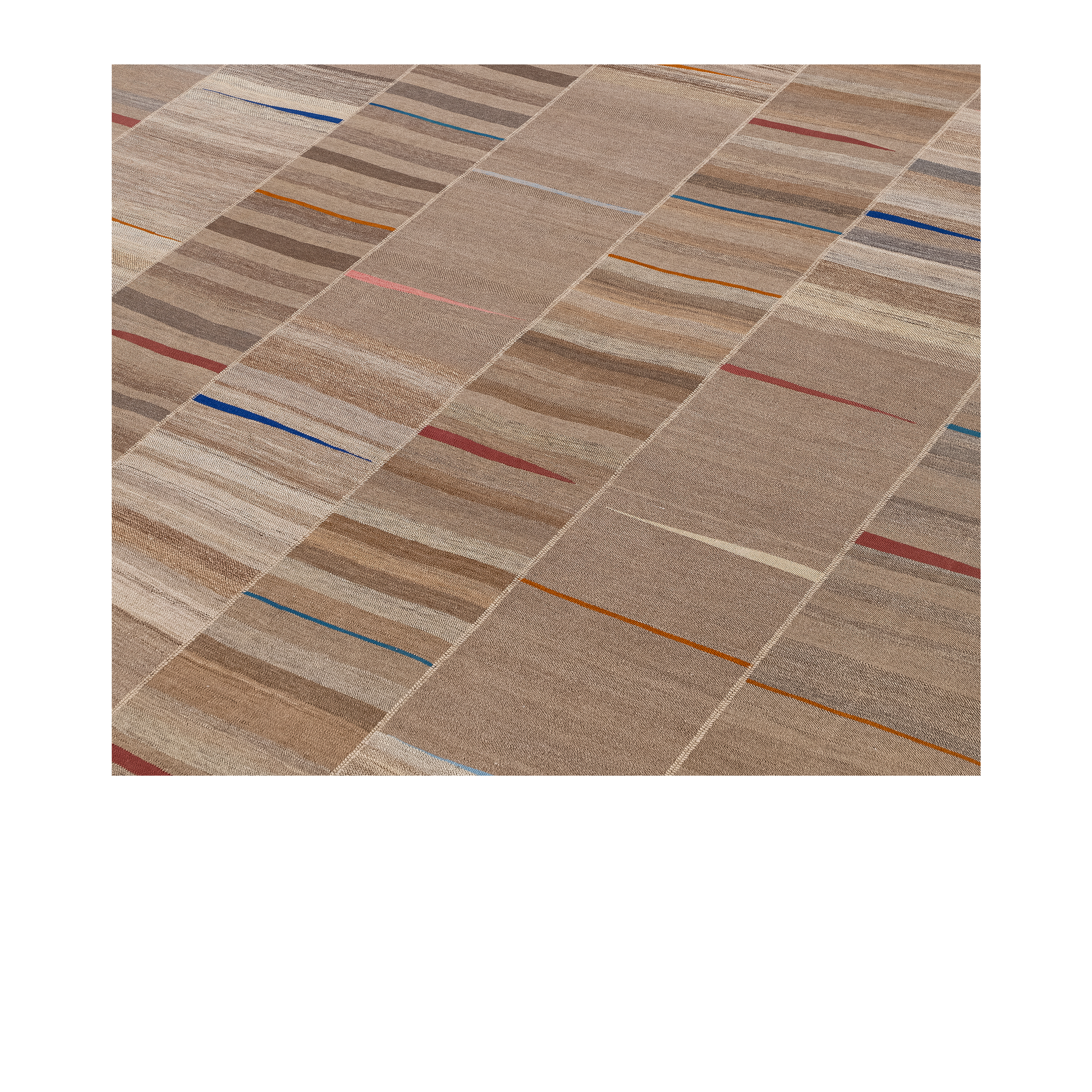 Mazandaran flatweave rug in natural color, handwoven in Iran with a refined flatweave design